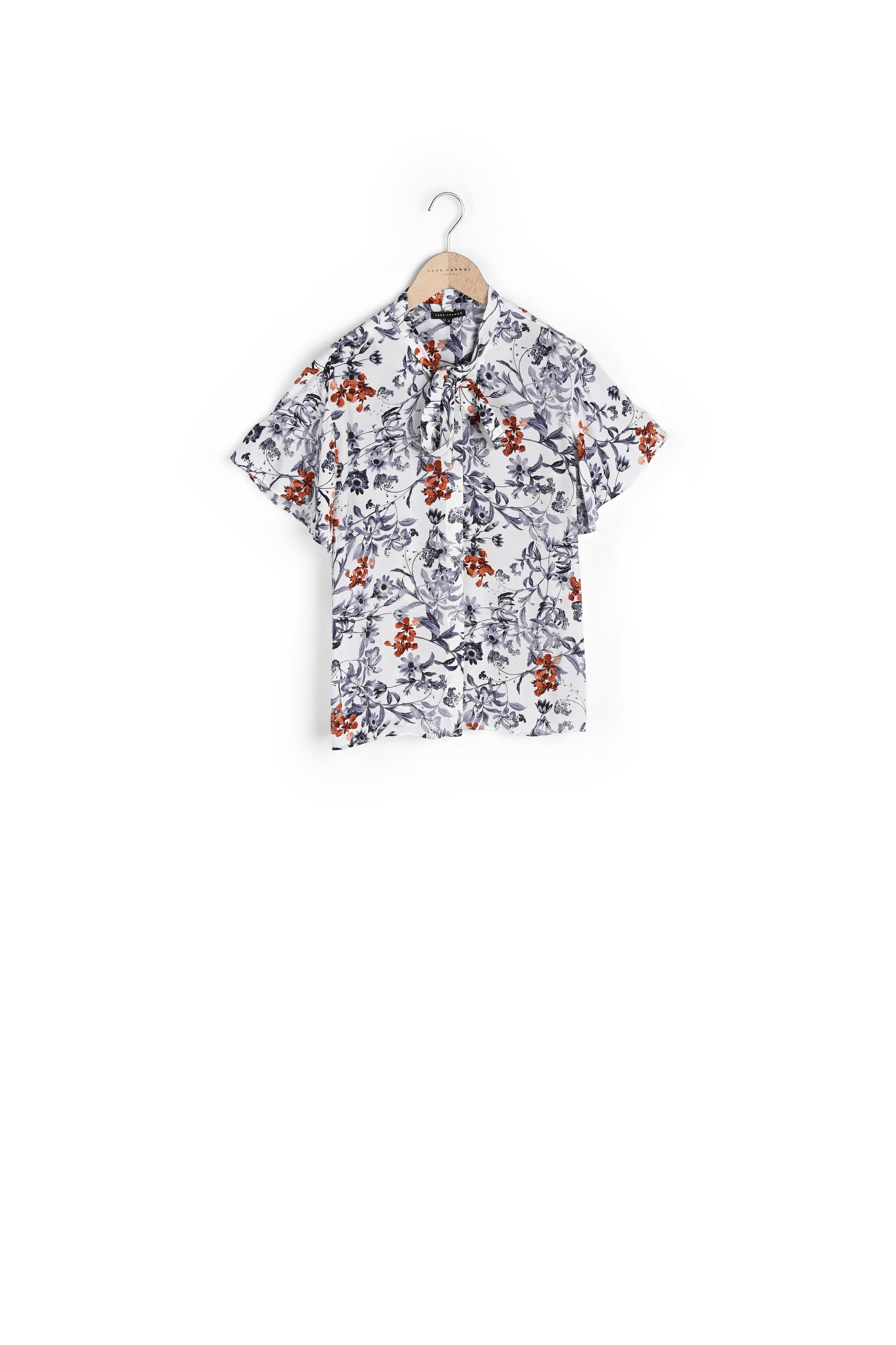 Chemise écrue Tella à col cravate imprimé fleurs japonaises Faume - seconde main