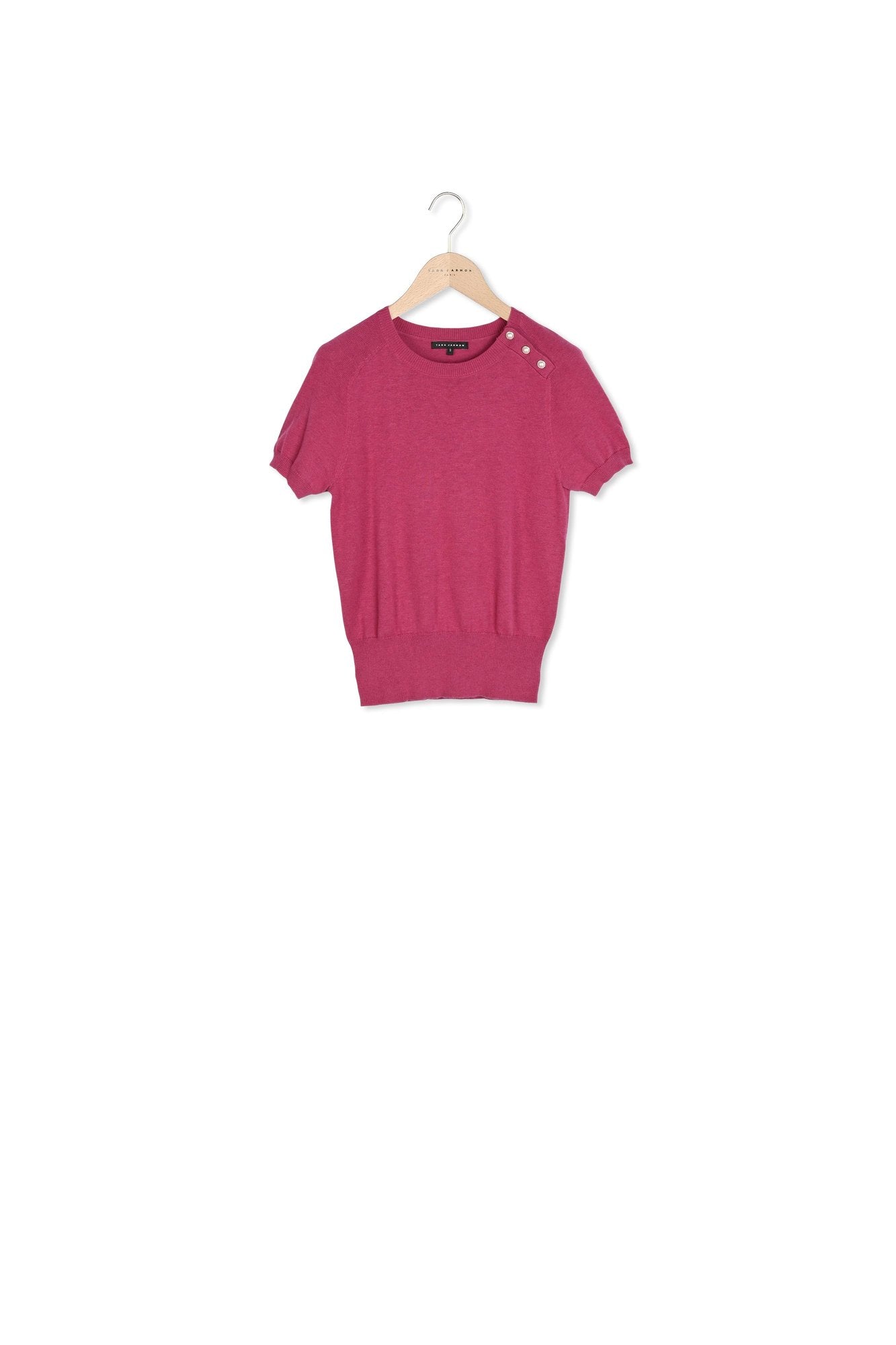 Pull Nathalie rose à boutons bijoux Faume - seconde main