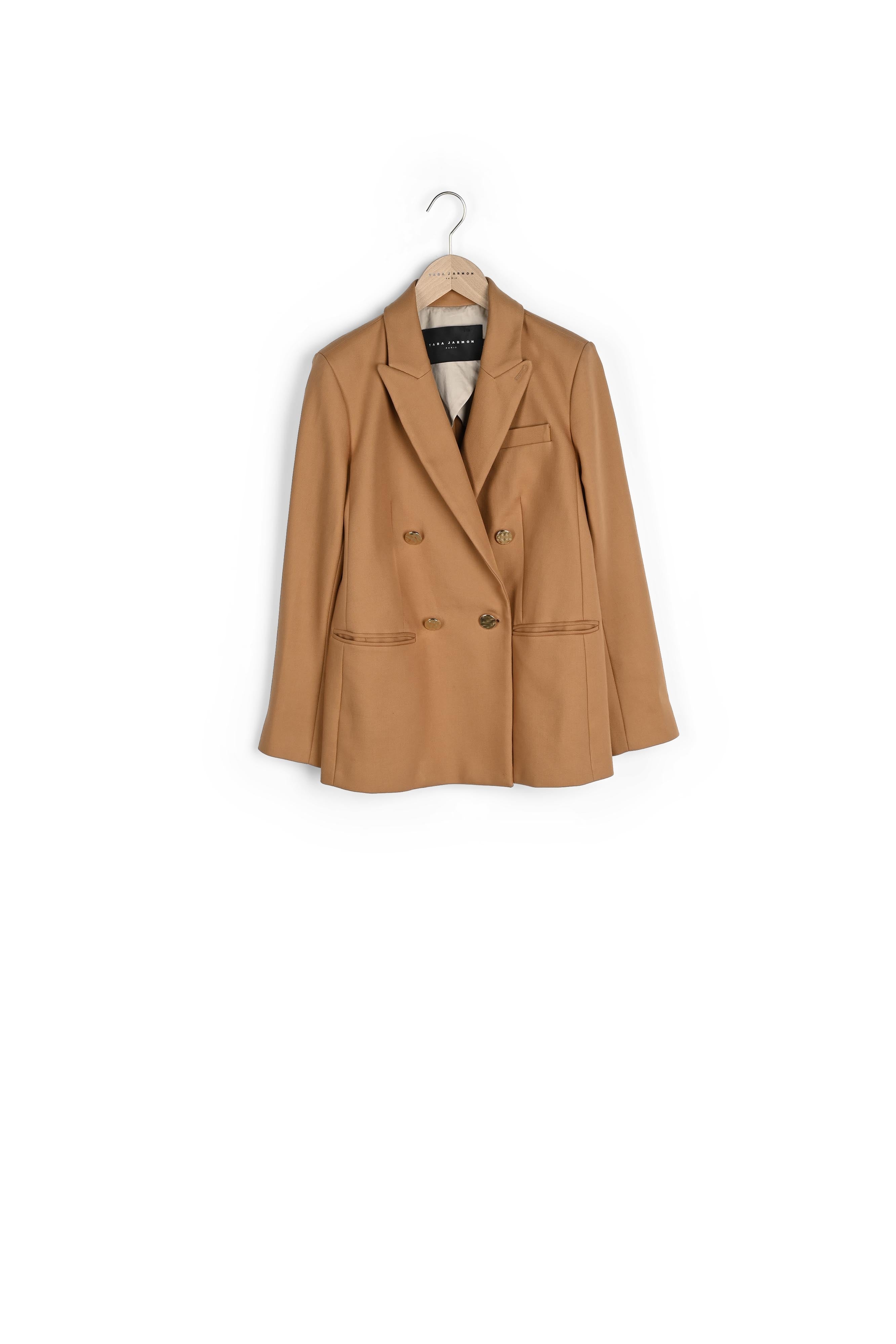Veste de tailleur Violaine camel en twill de coton Faume - seconde main