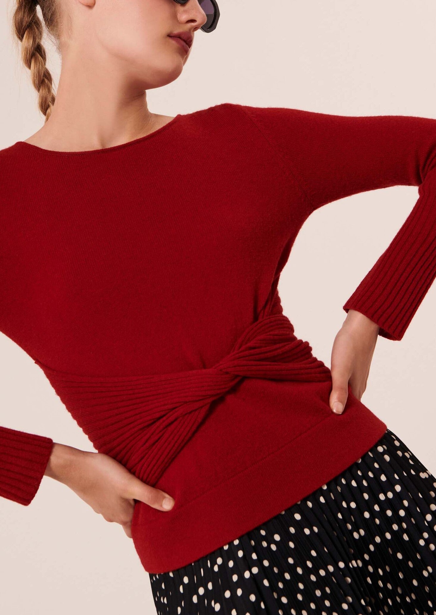 Pull Polydore rouge en laine mérinos Faume - seconde main