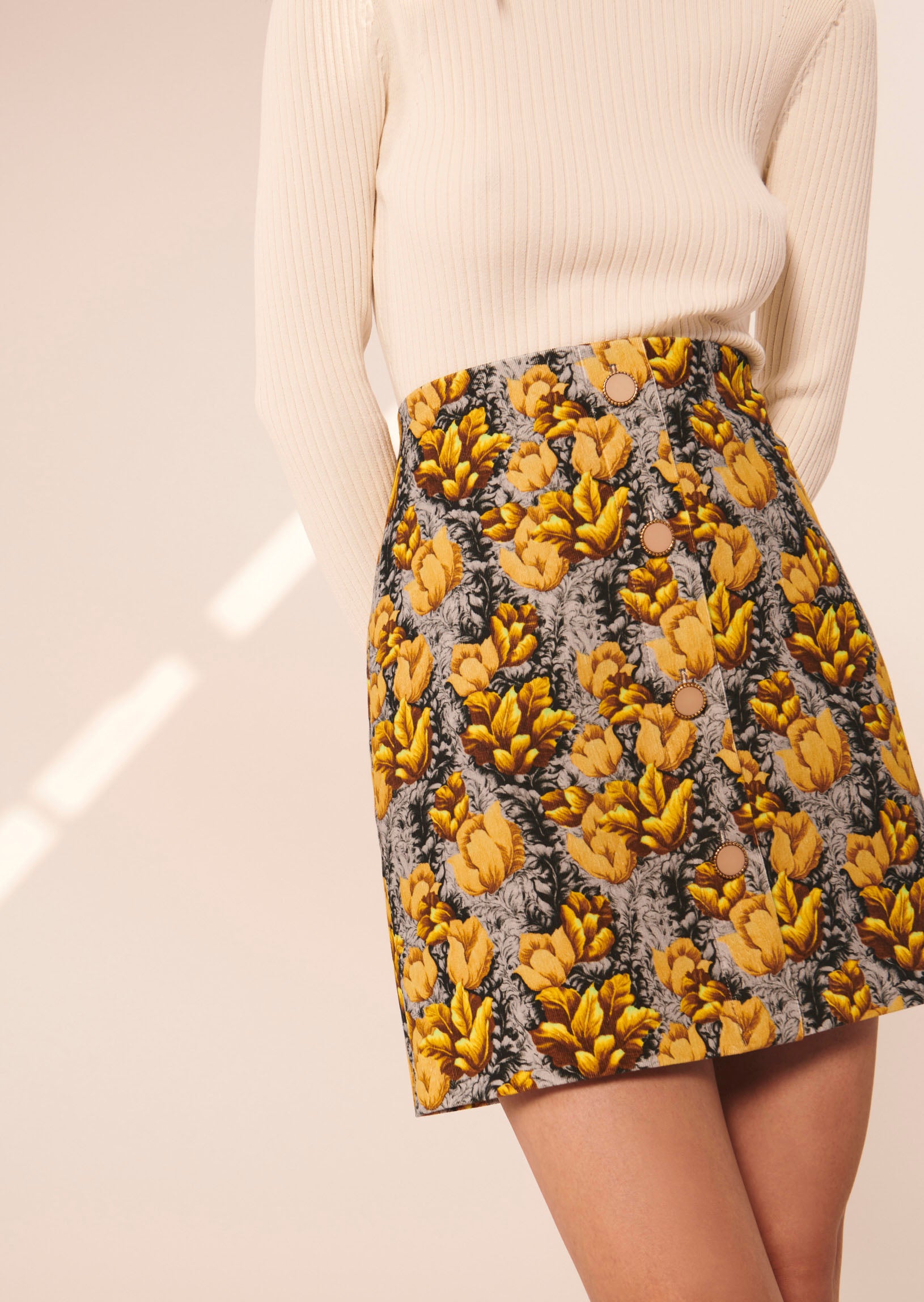 Jupe Javana grise imprimé floral Faume - seconde main