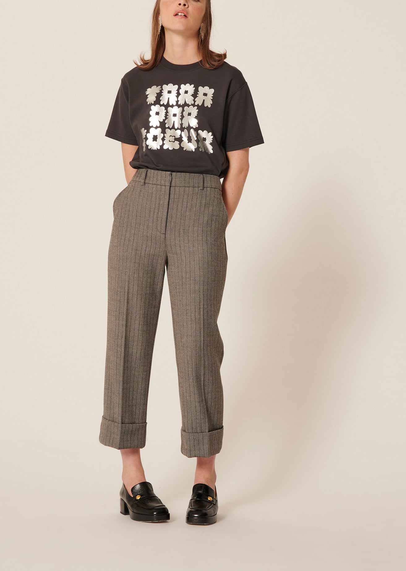 T-shirt Trefle gris en coton Faume - seconde main