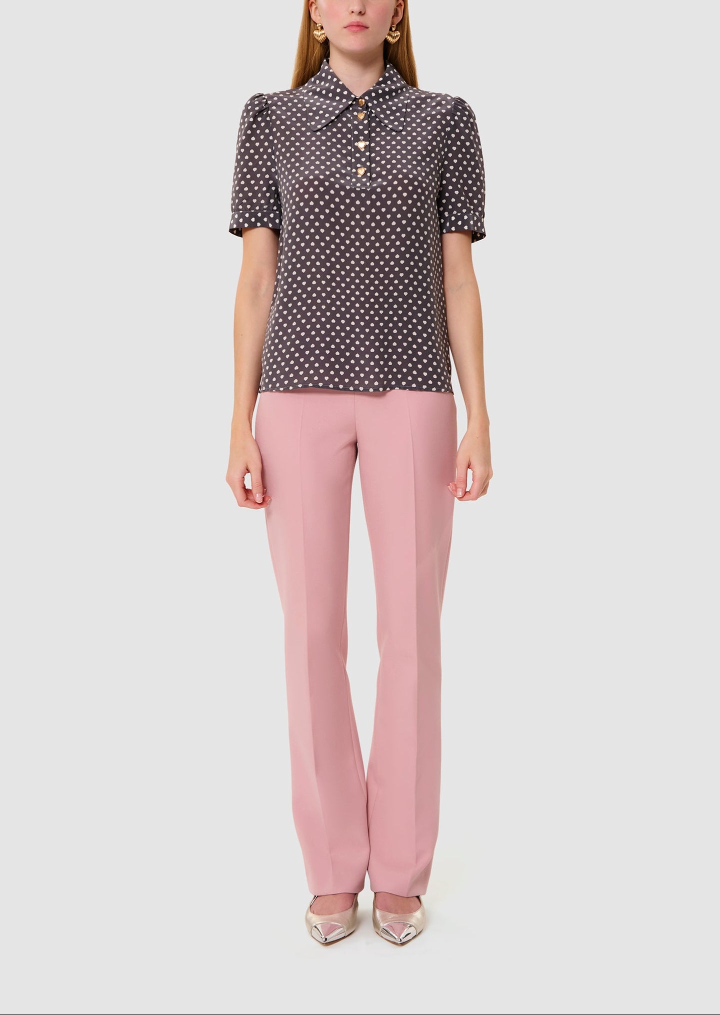 Top gris imprimé mini coeurs Tonino Faume - seconde main