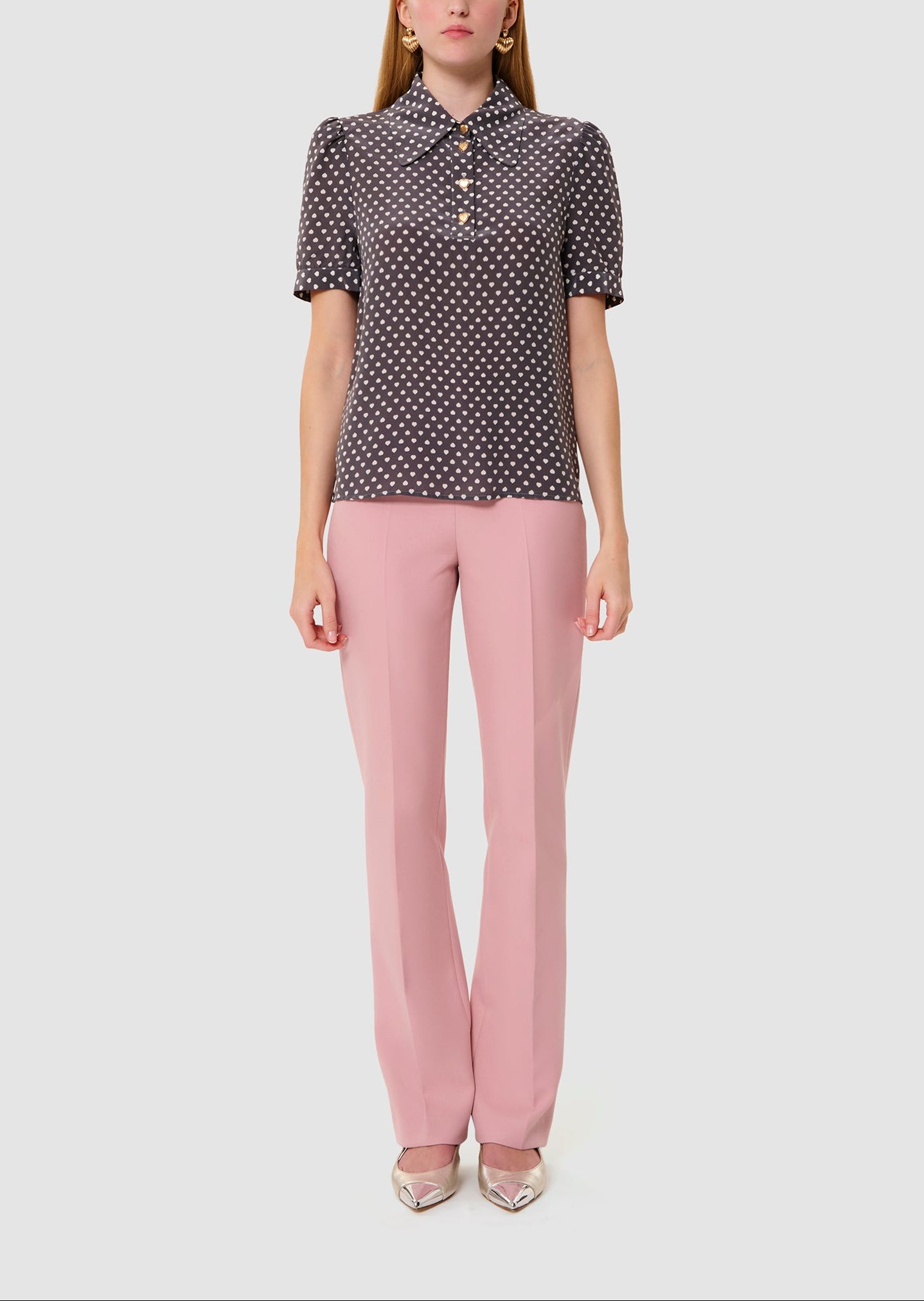 Top gris imprimé mini coeurs Tonino Faume - seconde main