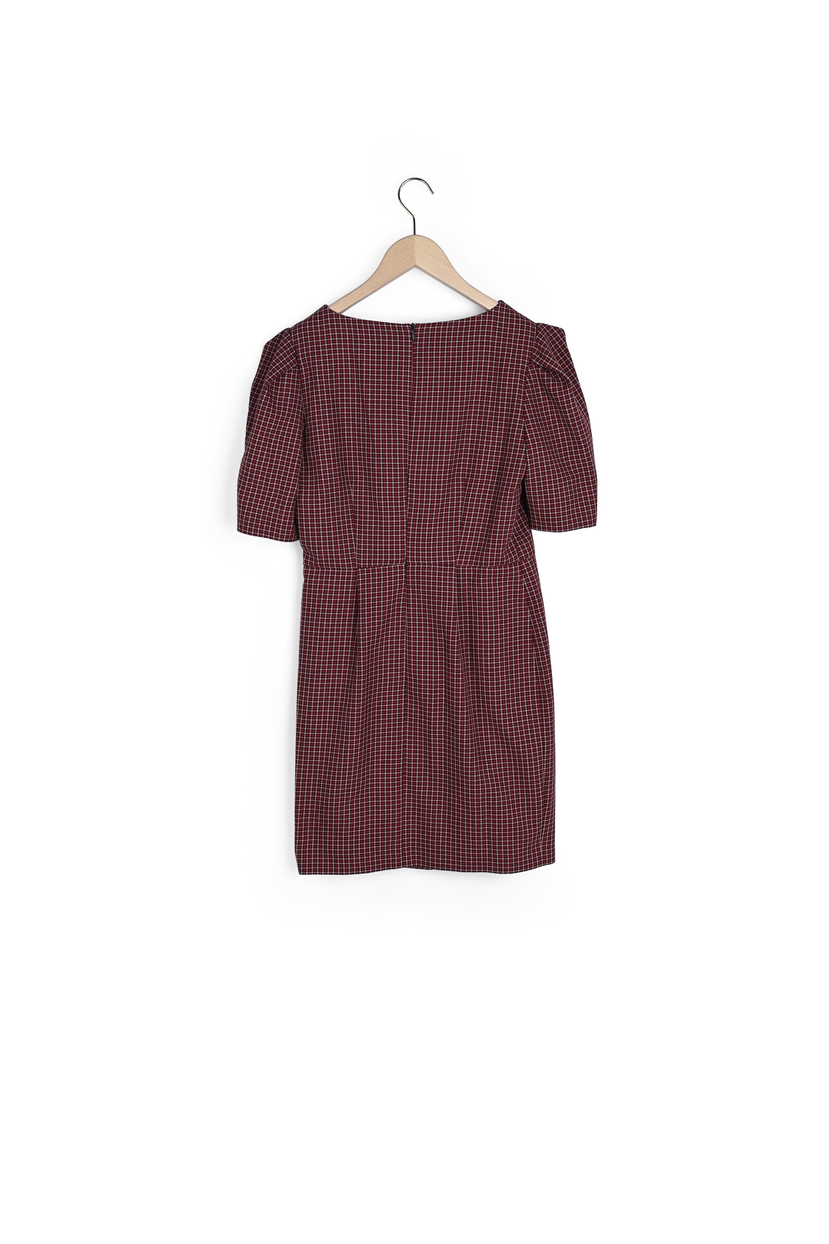 Robe Rosalia rouge courte cache-coeur à petits carreaux Faume - seconde main