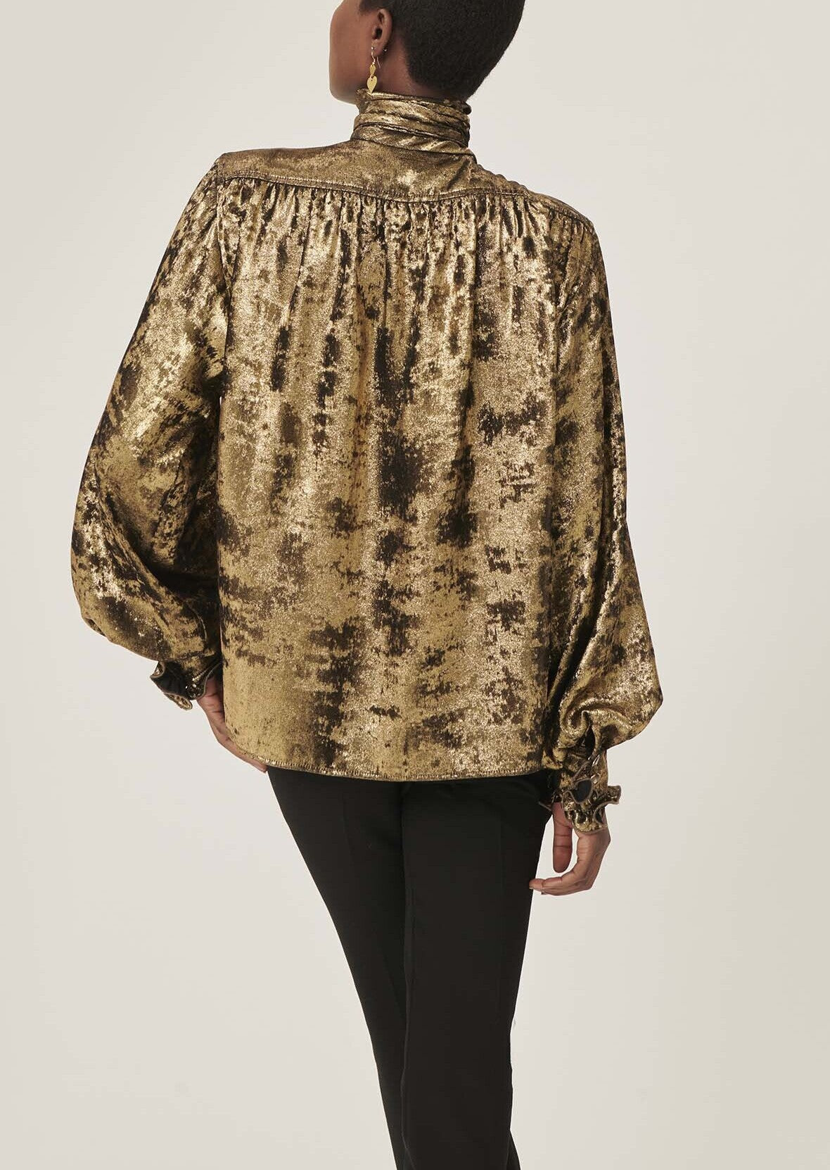 Chemise Clarisse fluide noire lamée or Faume - seconde main