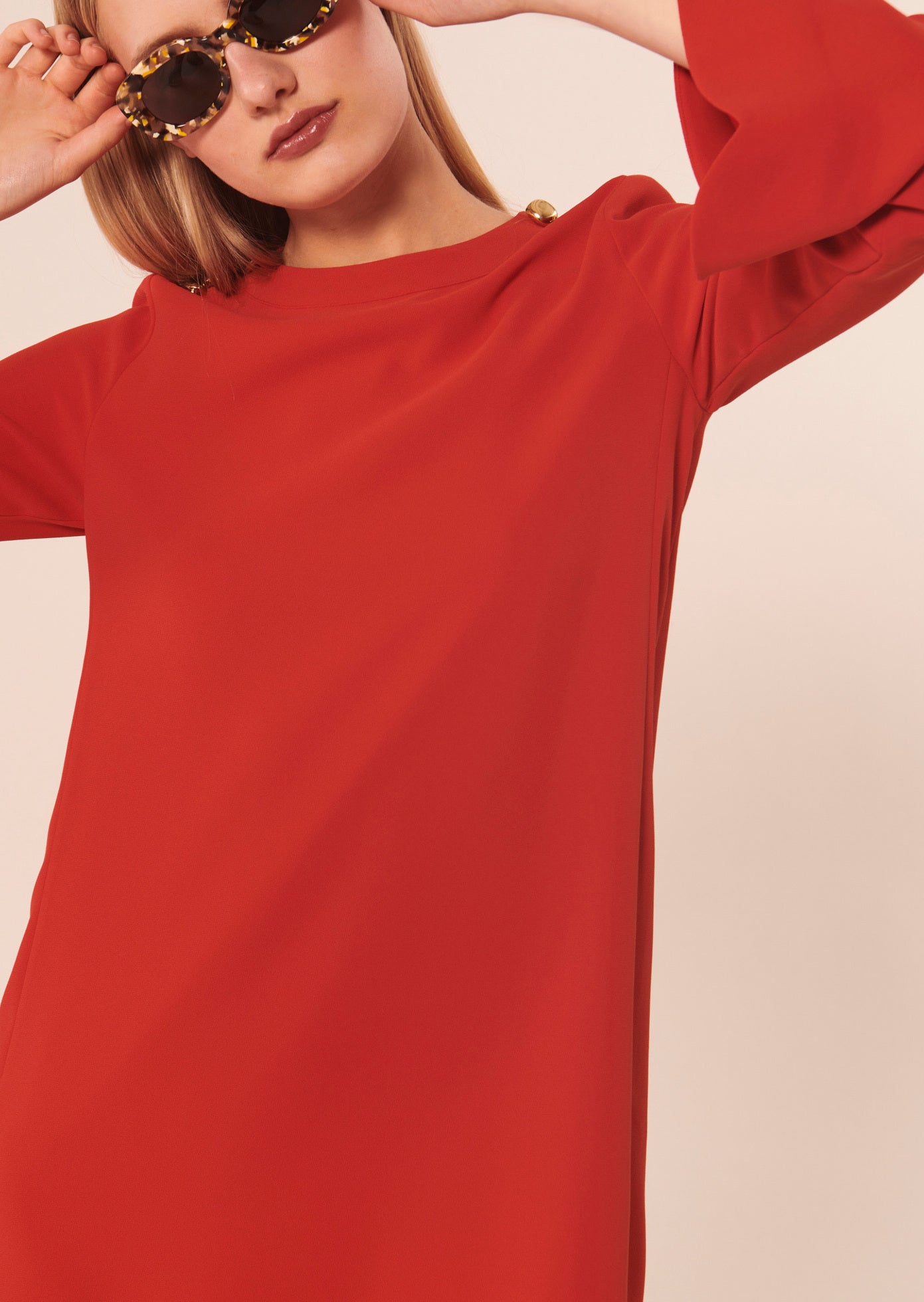 Robe Ruodana rouge en crêpe Faume - seconde main