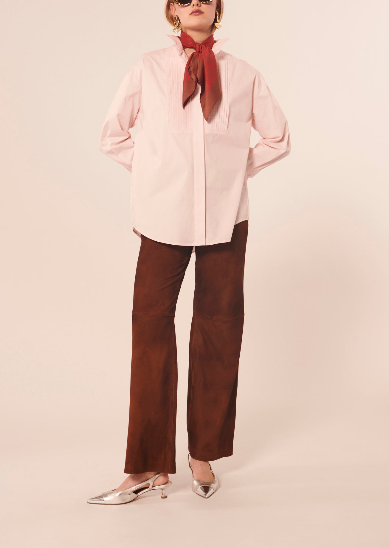 Chemise Carlina rose pâle en popeline Faume - seconde main