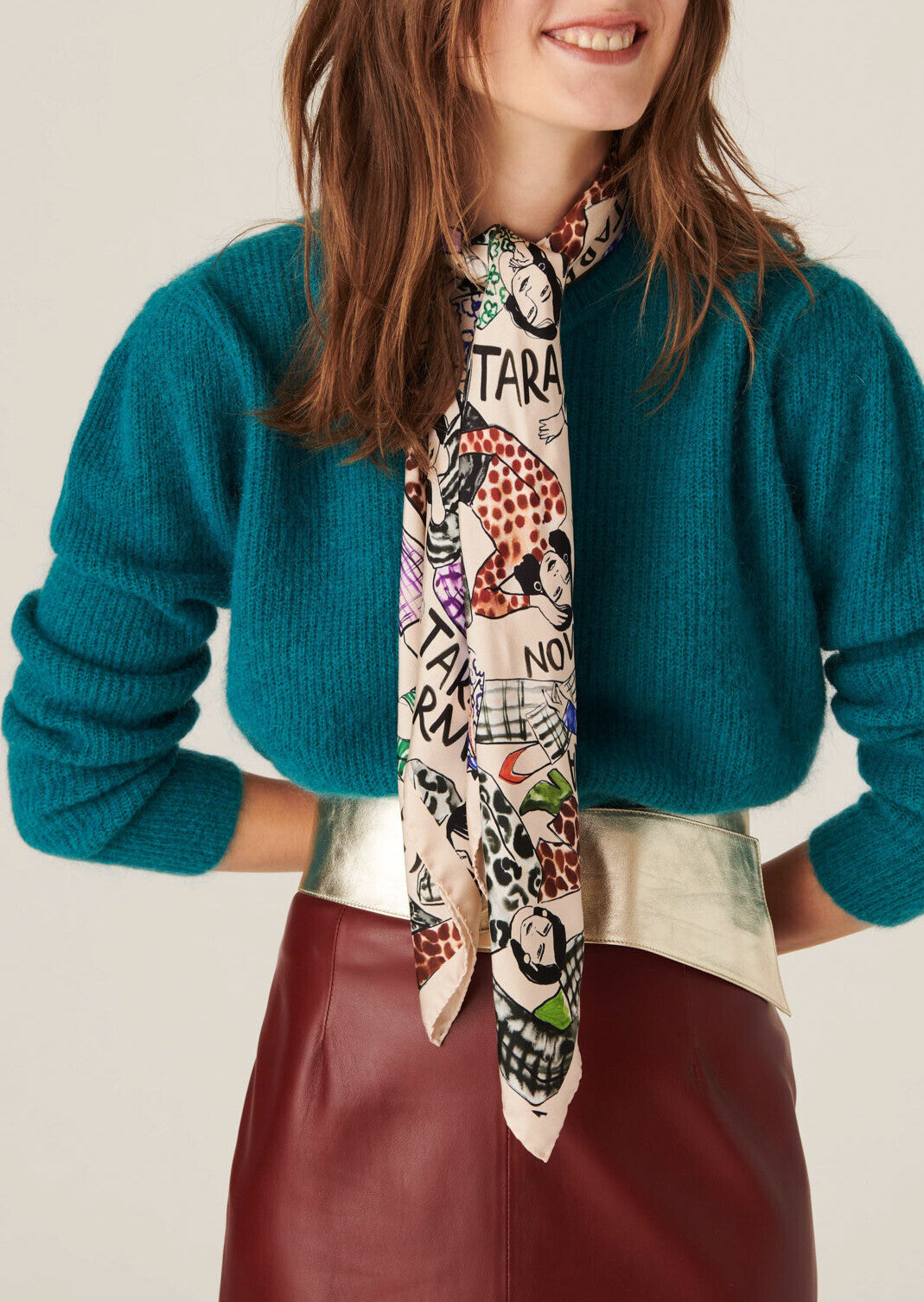 Pull Natou en maille mohair à épaulettes menthe Faume - seconde main