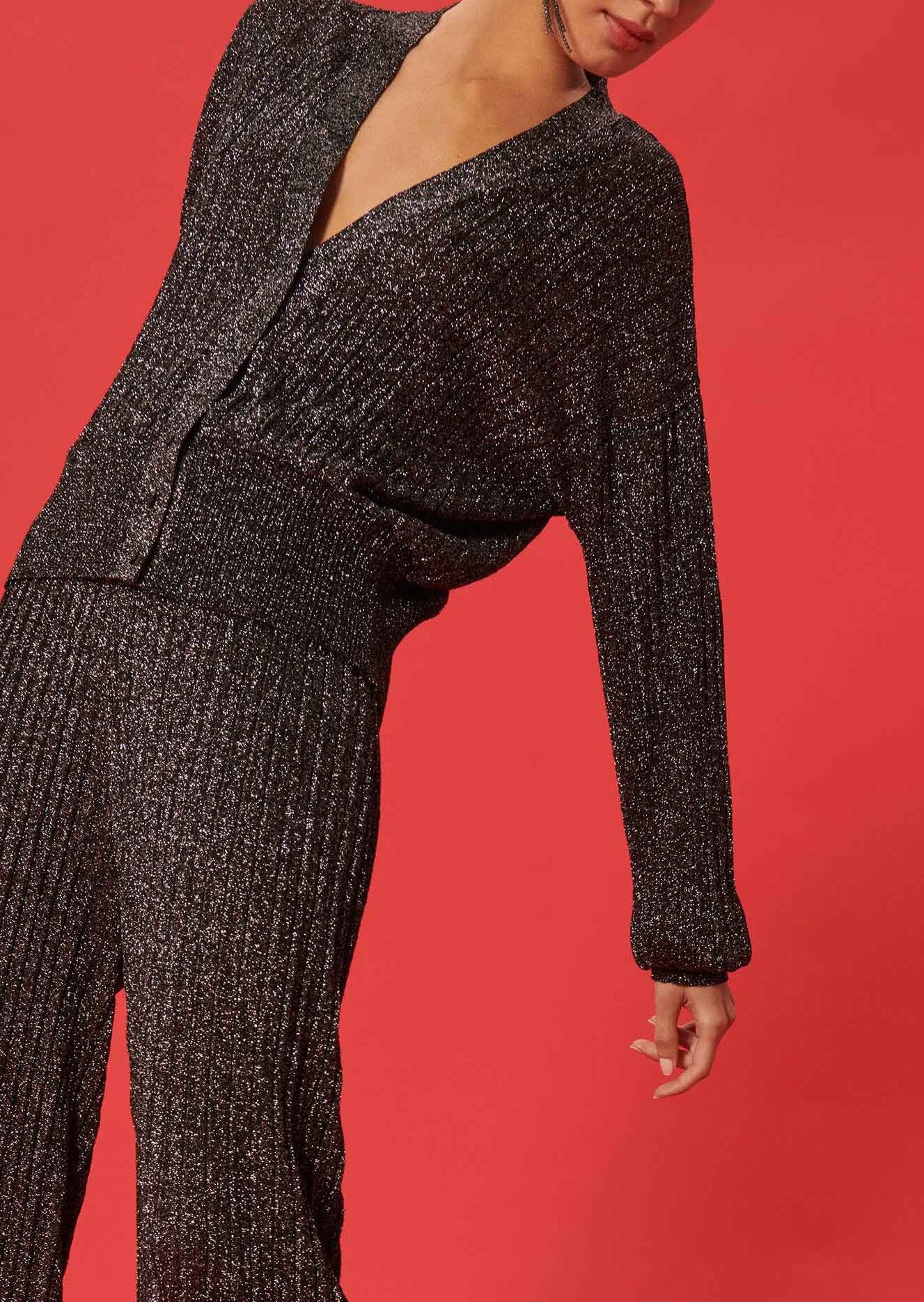 Gilet Galatee noir en maille fine lurex Faume - seconde main