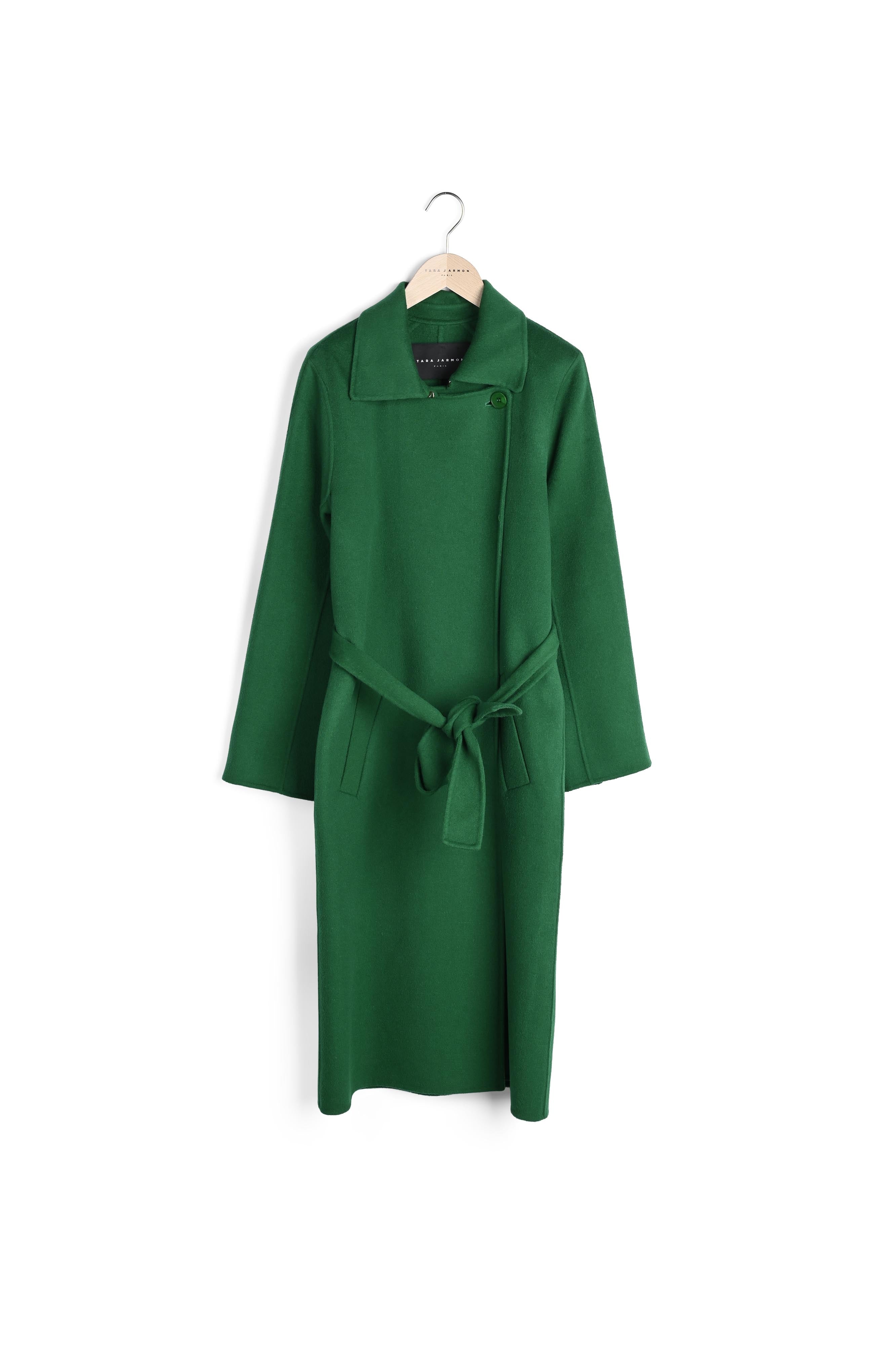 Manteau Mandy vert en laine double face Faume - seconde main