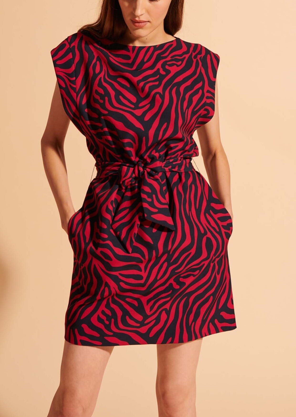 Robe Roisin imprimé zèbre bleu nuit et bordeaux Faume - seconde main