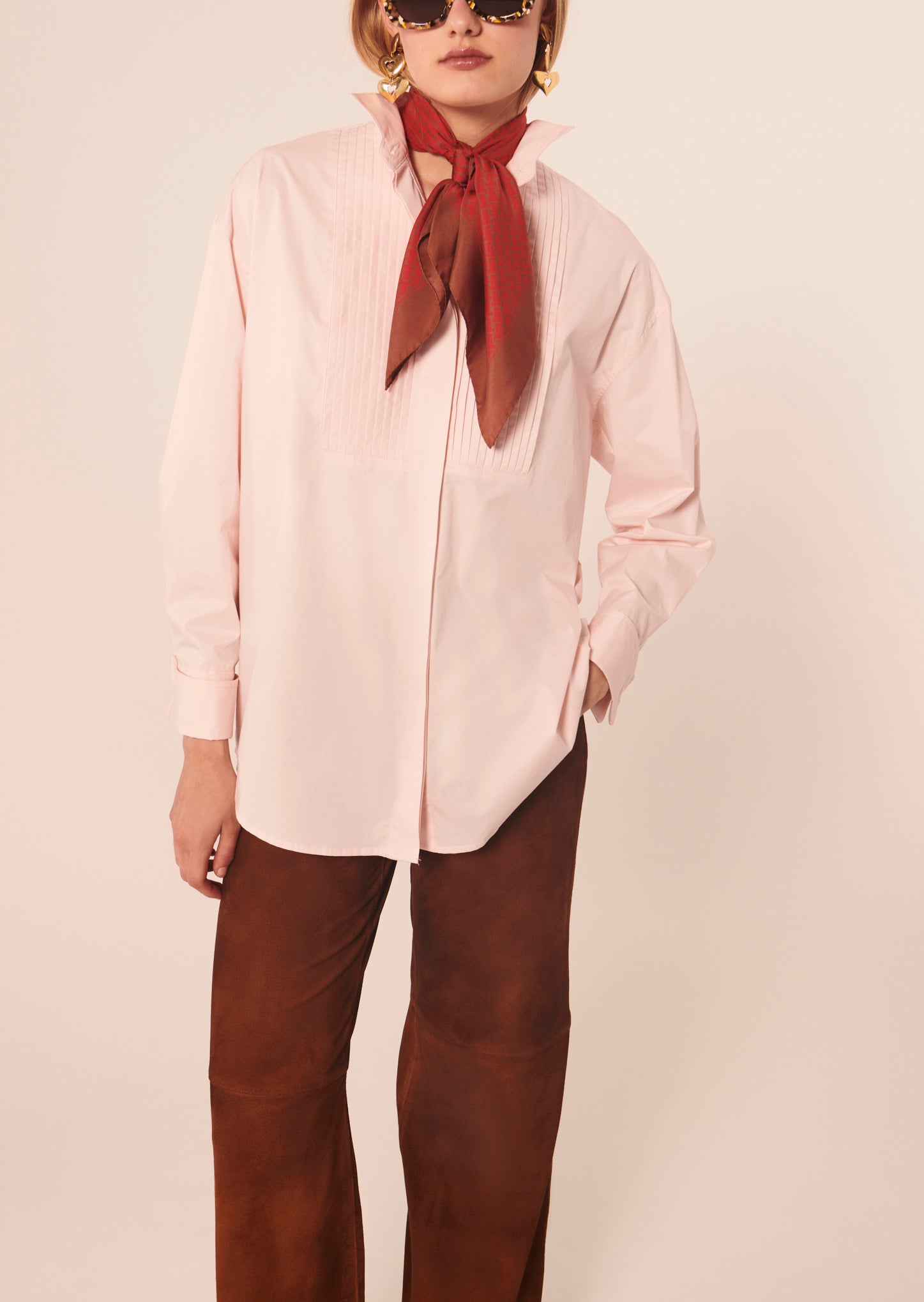 Chemise Carlina rose pâle en popeline Faume - seconde main