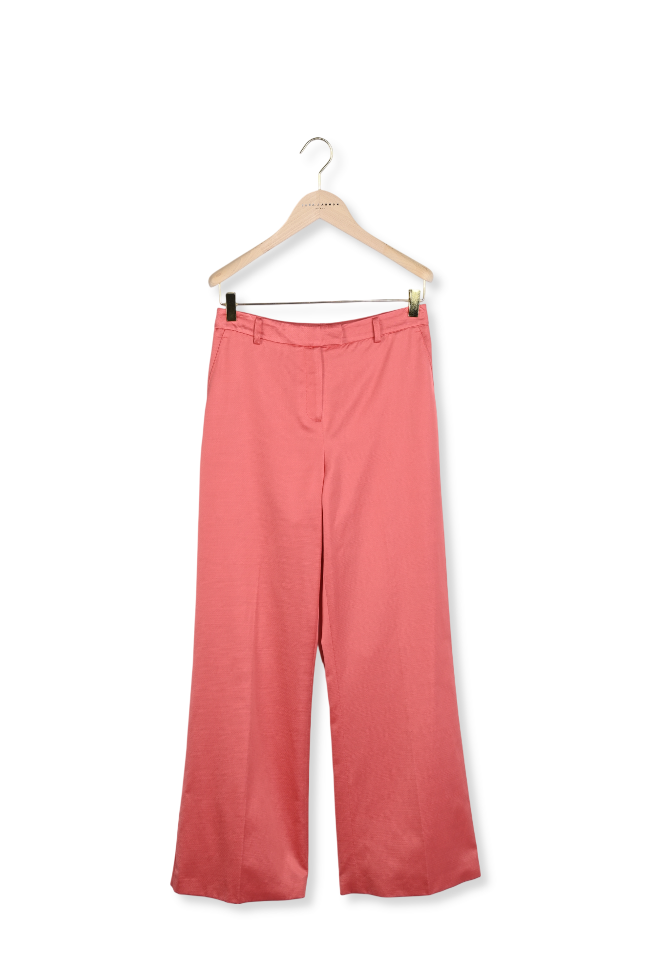 Pantalon rouge en lin satiné Pitt Faume - seconde main