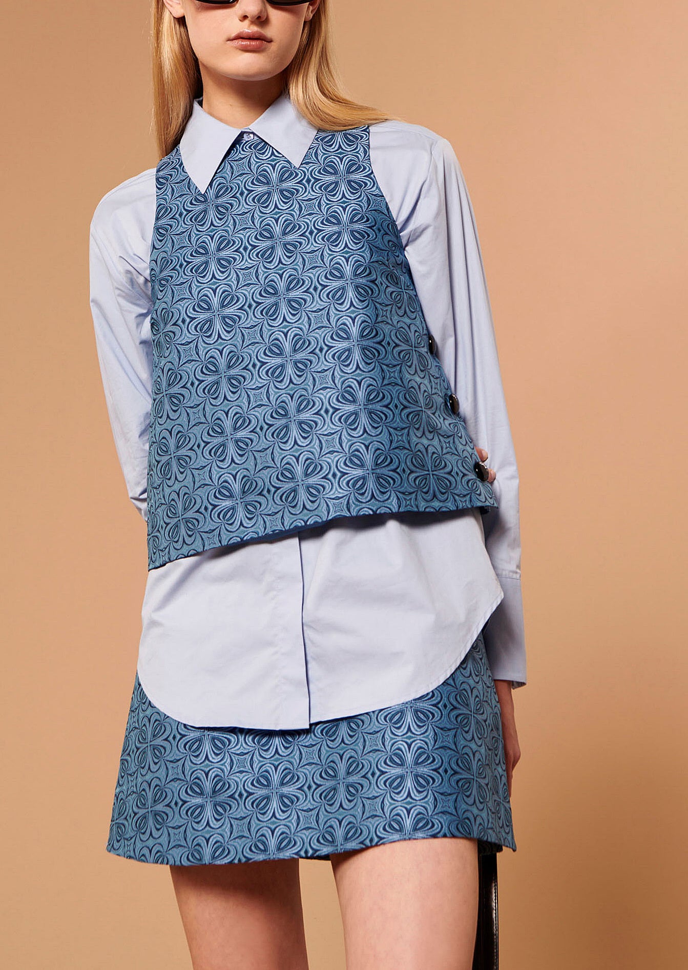 Top Taisa bleu en jacquard Faume - seconde main