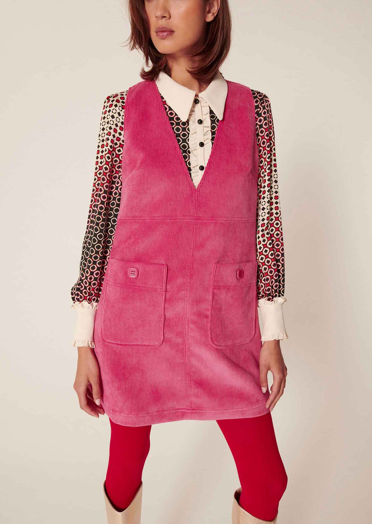 Robe Rutanie rose en velours côtelé Faume - seconde main