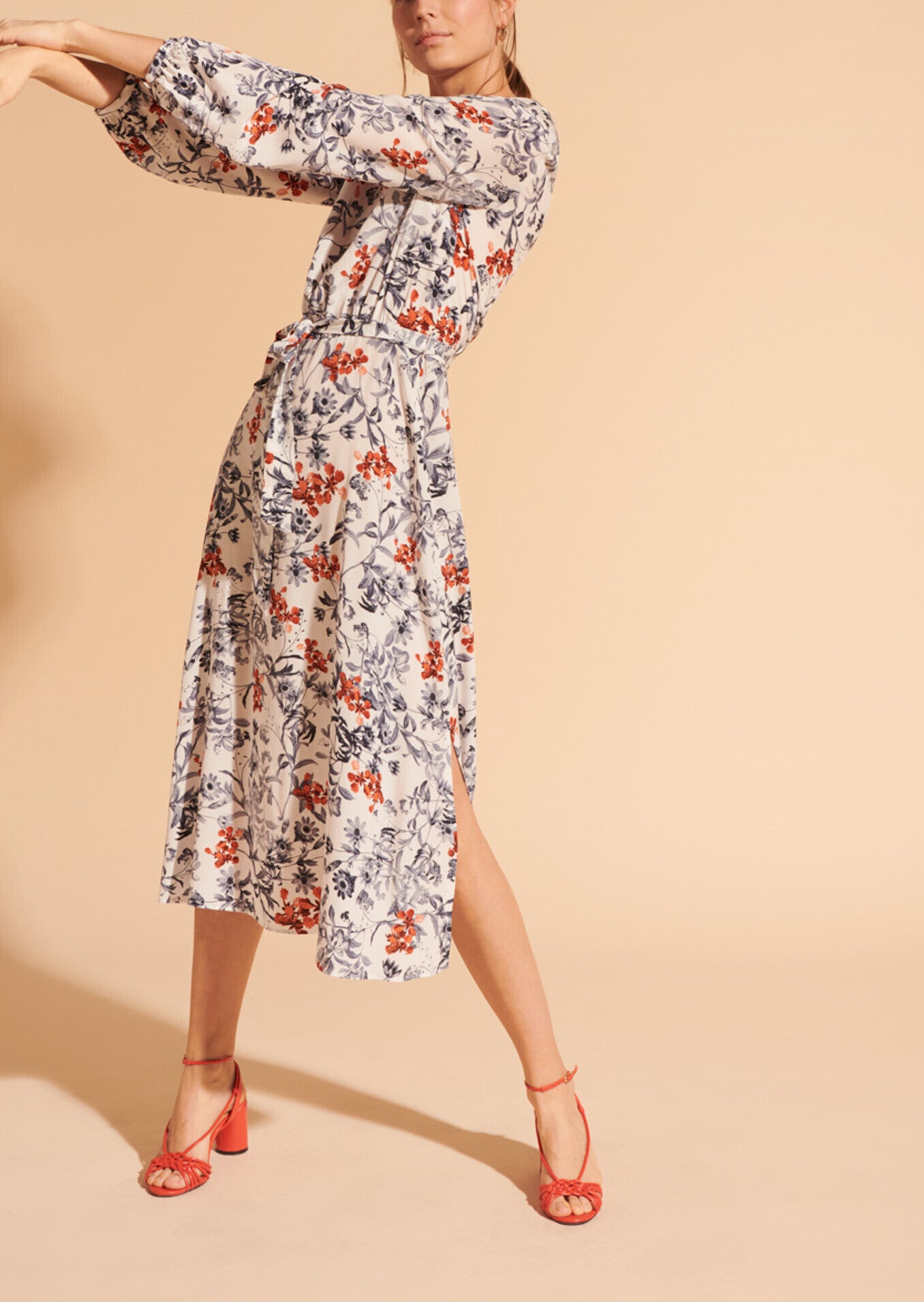 Robe longue Rilly en viscose imprimé fleurs japonaises Faume - seconde main