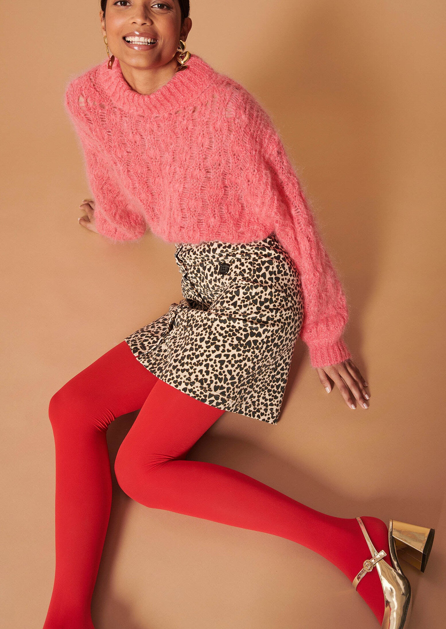 Jupe Janella noire imprimé coeurs léopard en coton Faume - seconde main