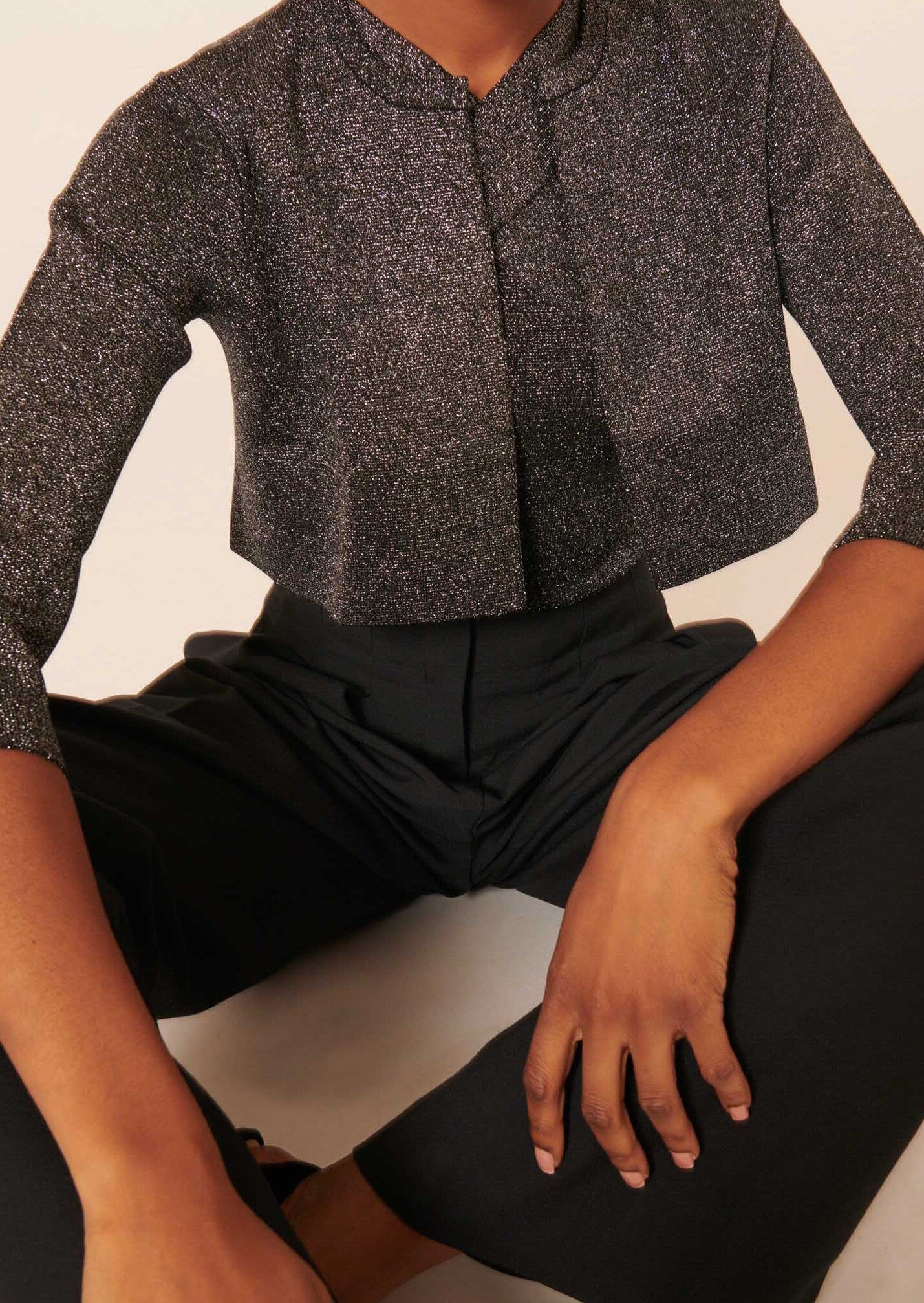 Gilet Groom noir en maille compacte lurex Faume - seconde main