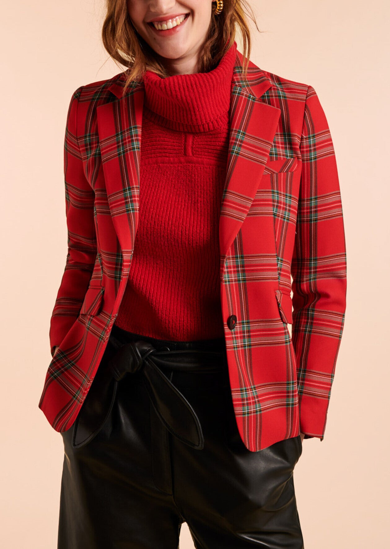 Veste Virginie rouge en tartan Faume - seconde main