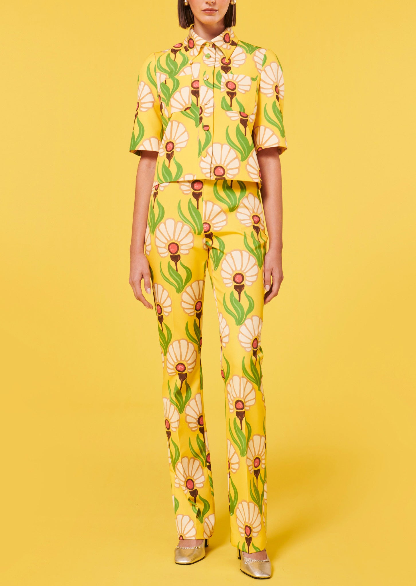 Top Thadea jaune à motif fleurs Faume - seconde main