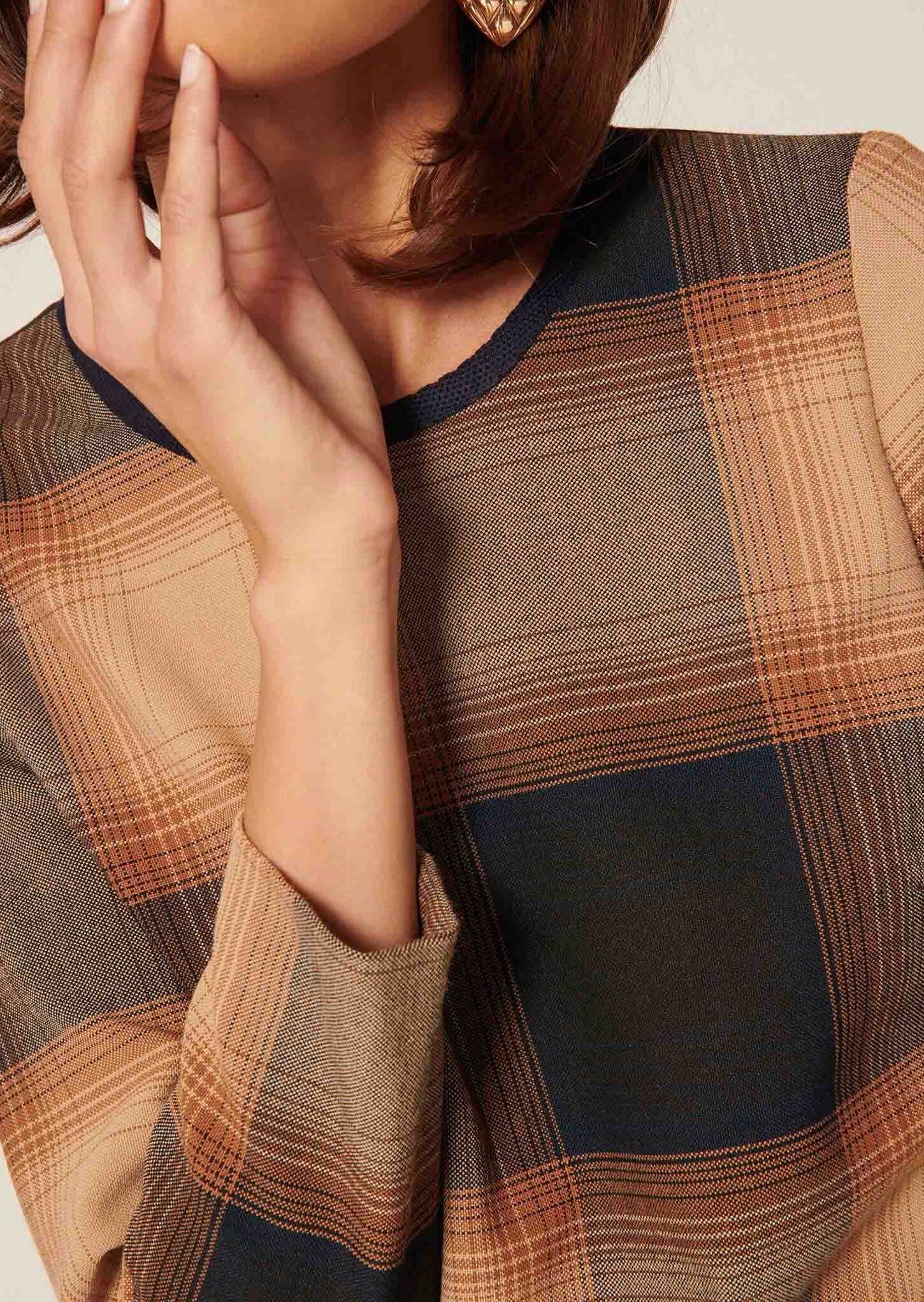 Robe Raijan camel en tartan Faume - seconde main