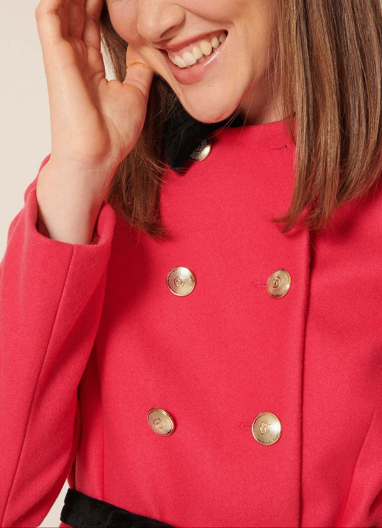 Manteau Medellin rose en drap de laine Faume - seconde main