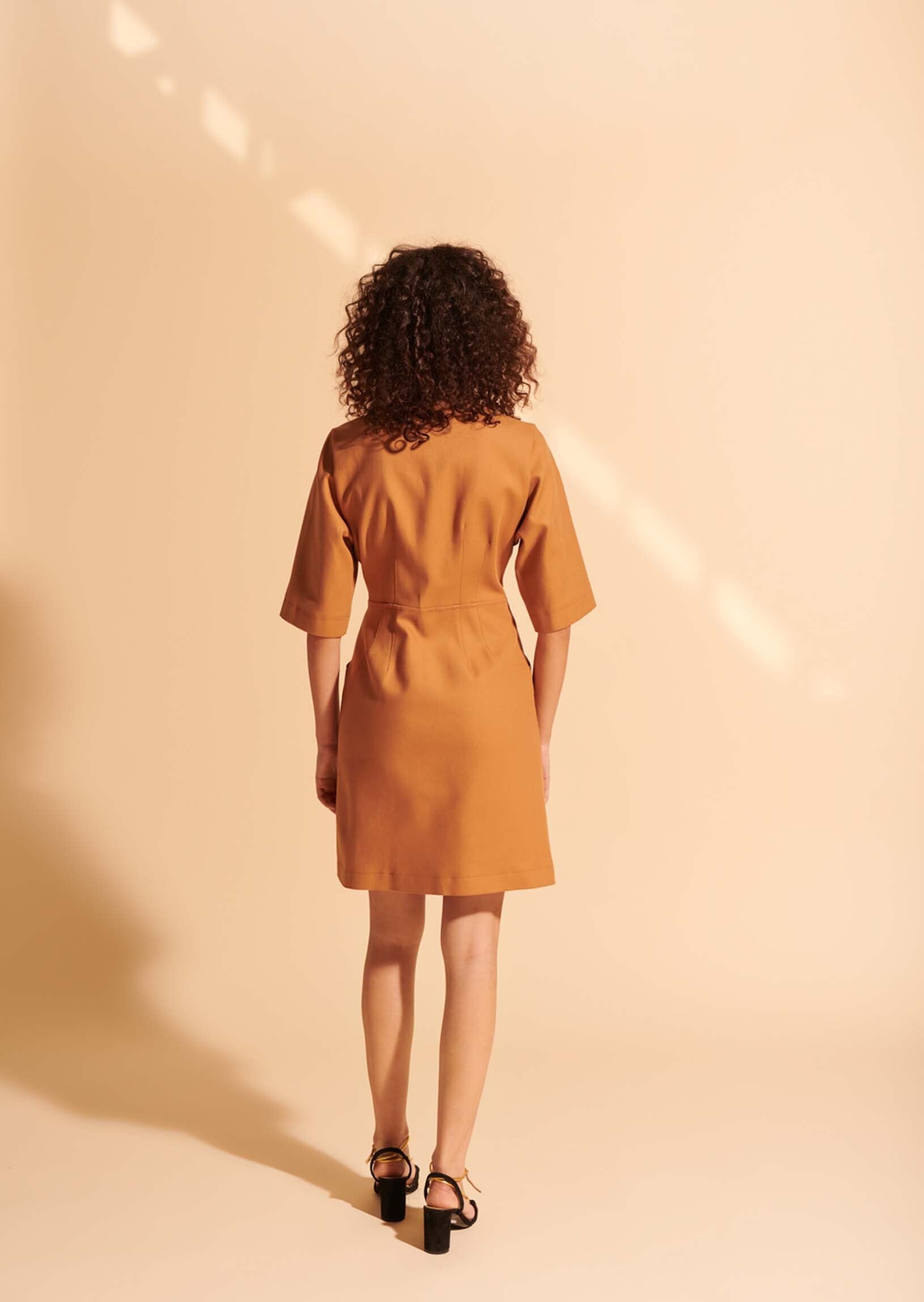 Robe Rima en coton twill camel Faume - seconde main