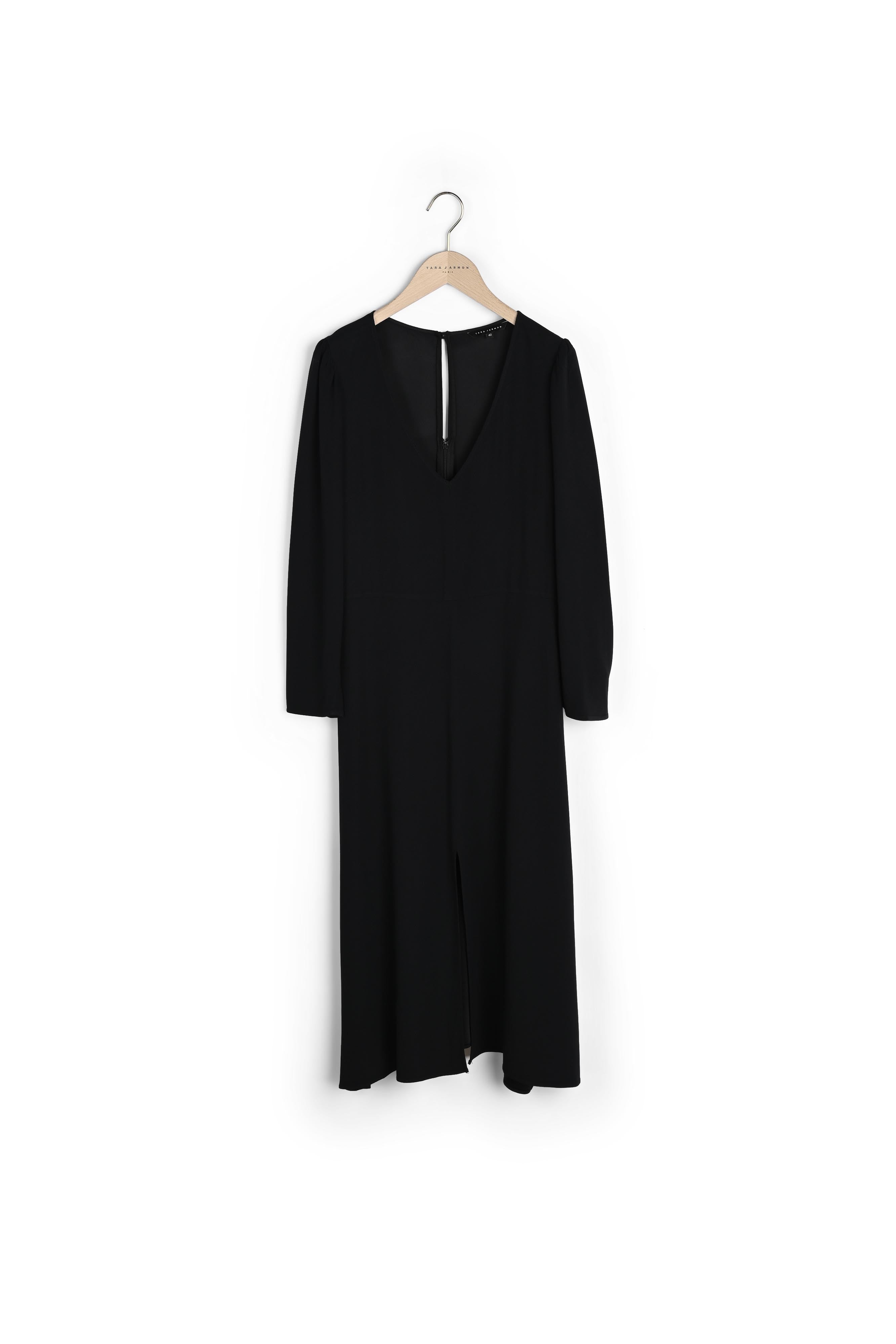 Robe Romelle mi-longue noire en crêpe envers satin Faume - seconde main