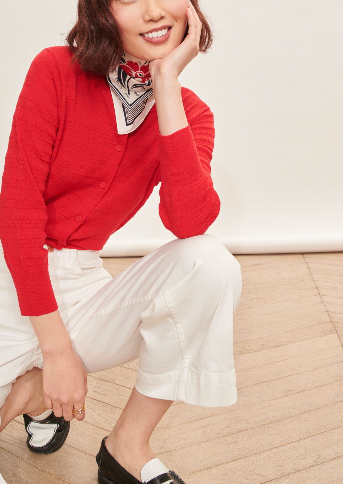 Gilet Gaspard rouge en merinos extrafin Faume - seconde main