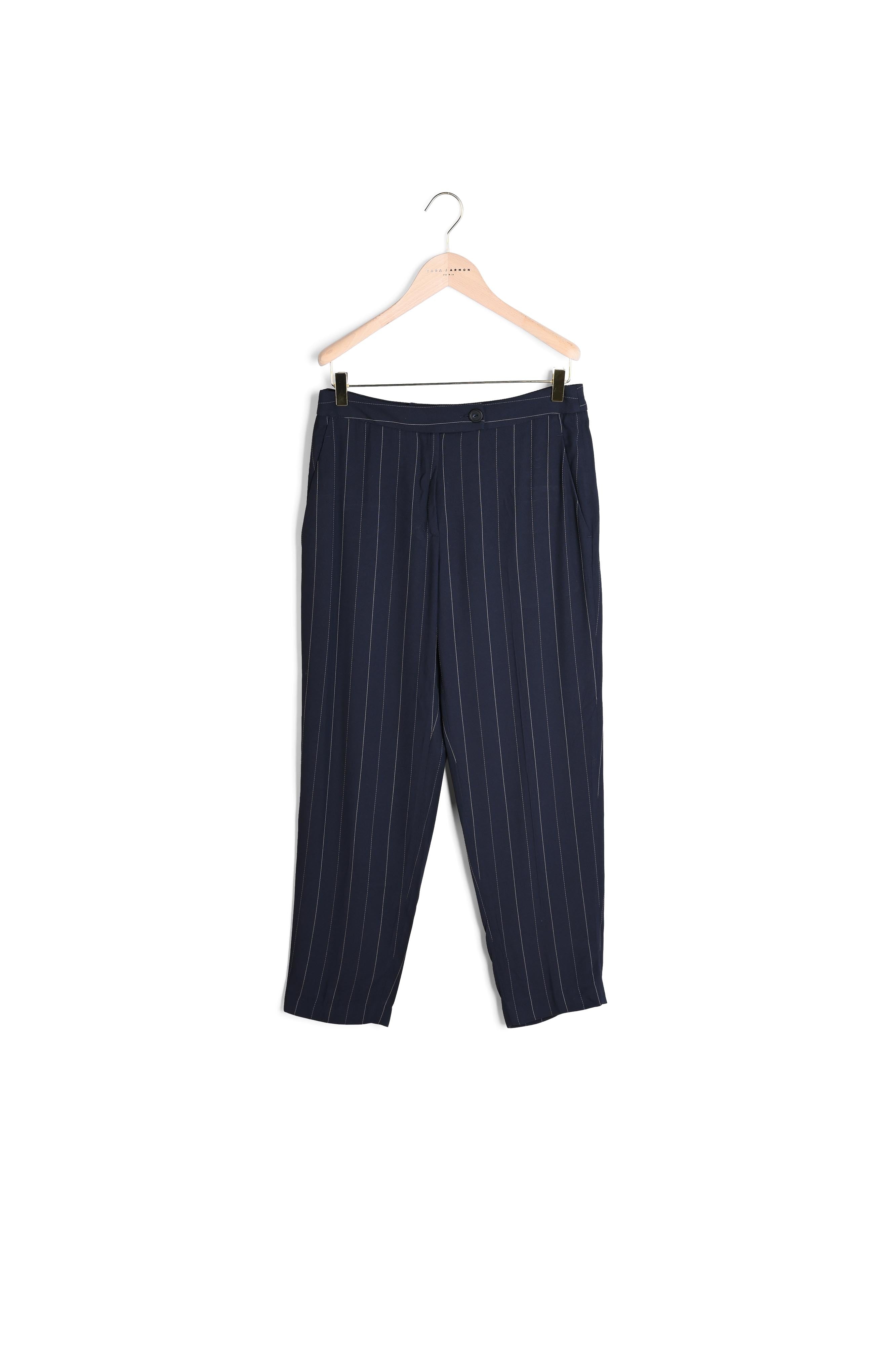 Pantalon bleu nuit à rayures Faume - seconde main