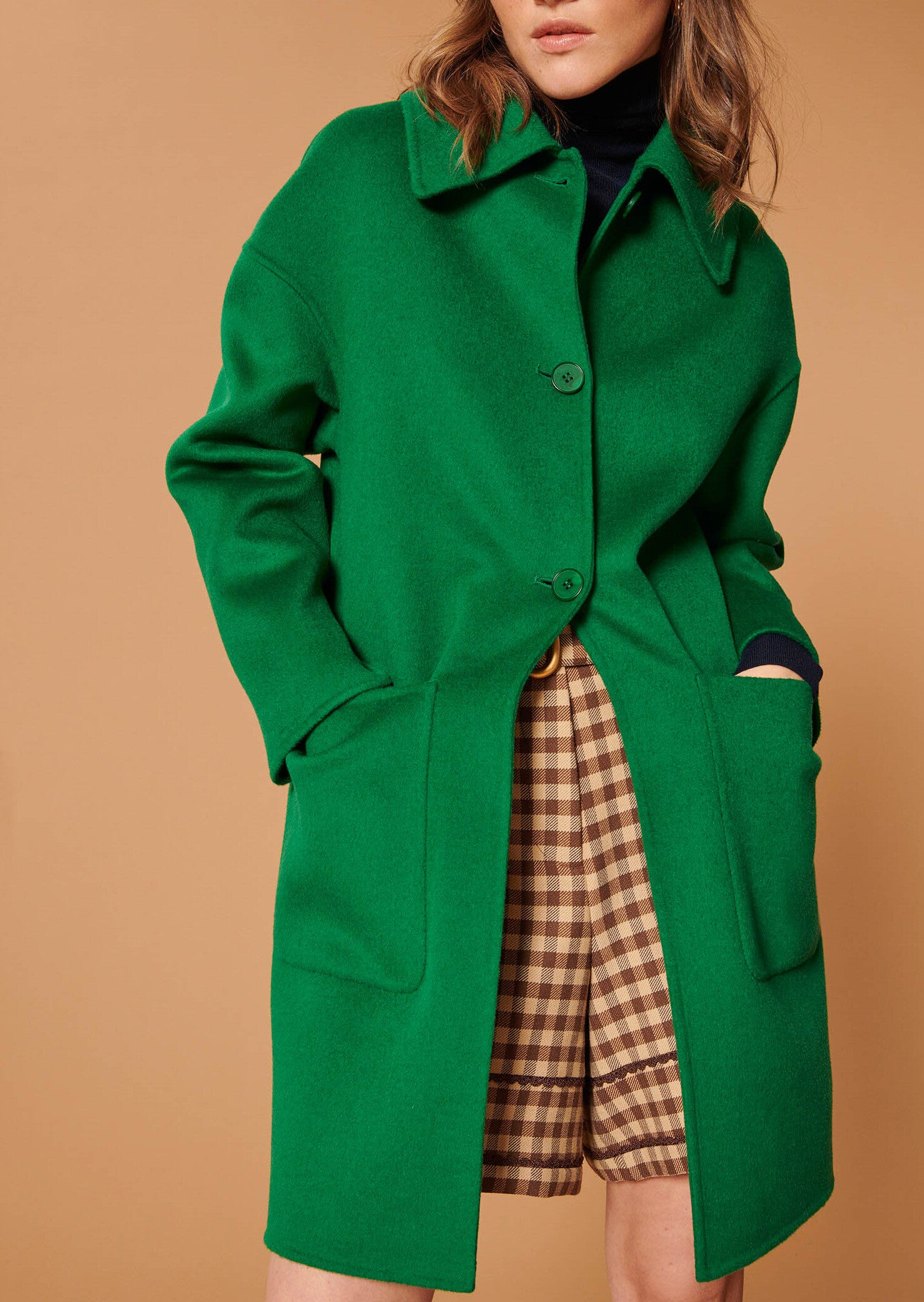 Manteau Maena vert en laine double face Faume - seconde main