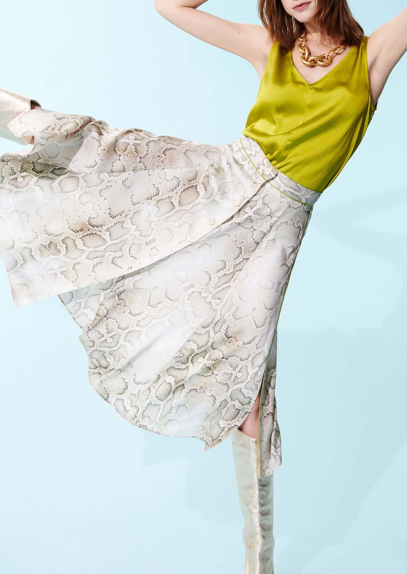 Jupe Jessa écrue imprimé python Faume - seconde main