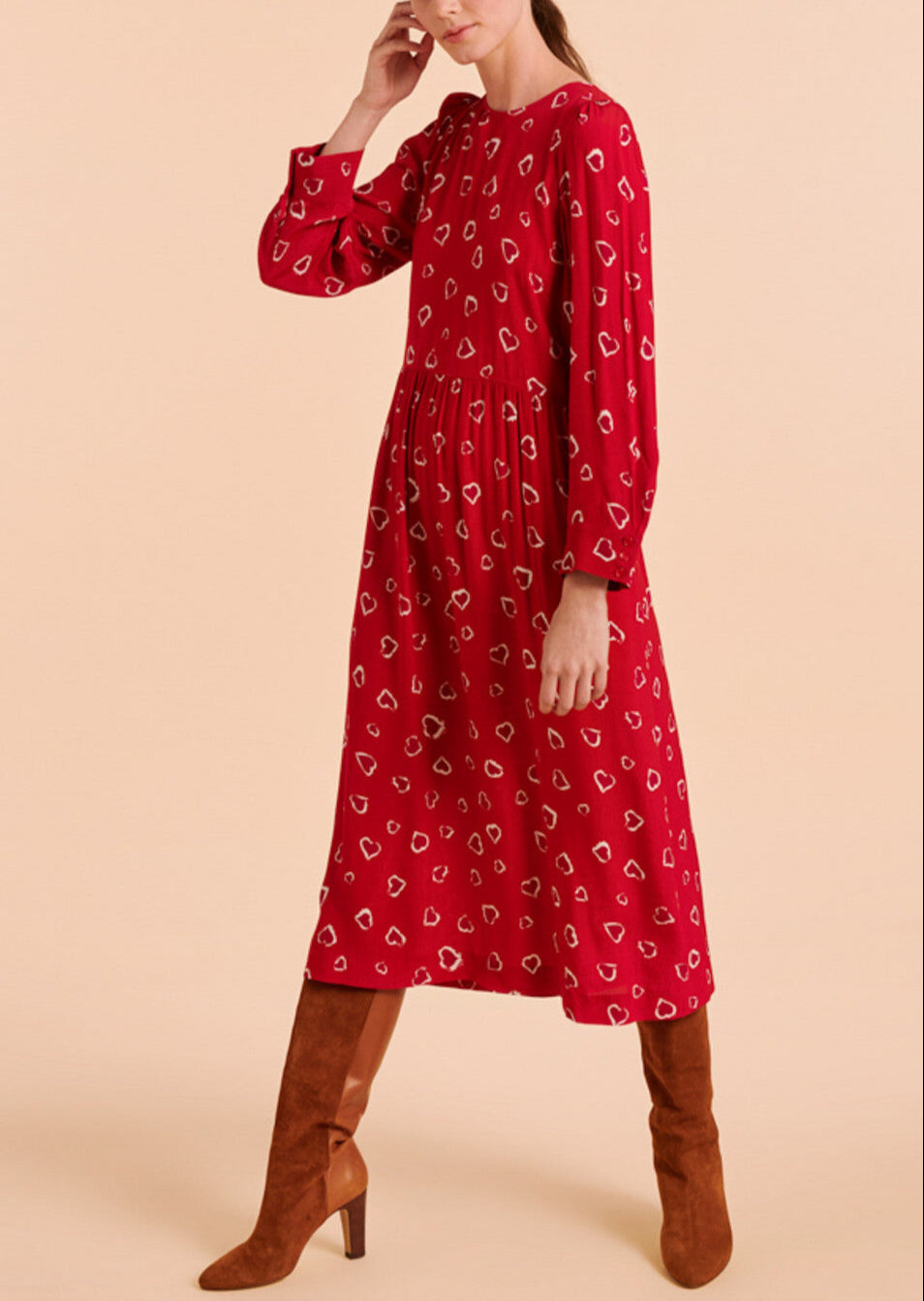 Robe Rubbia rouge imprimé coeurs léopard Faume - seconde main