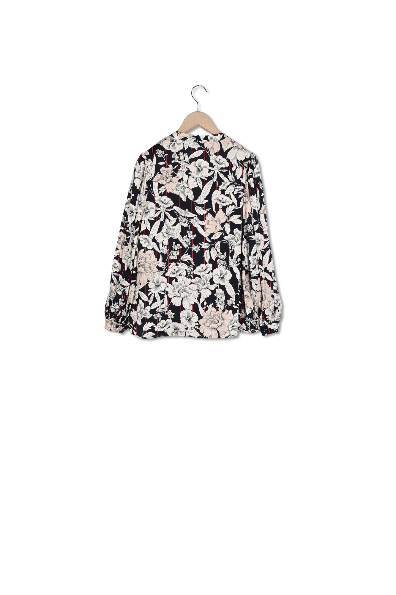 Chemisier Tim en viscose bleu nuit imprimé rayures et fleurs Faume - seconde main