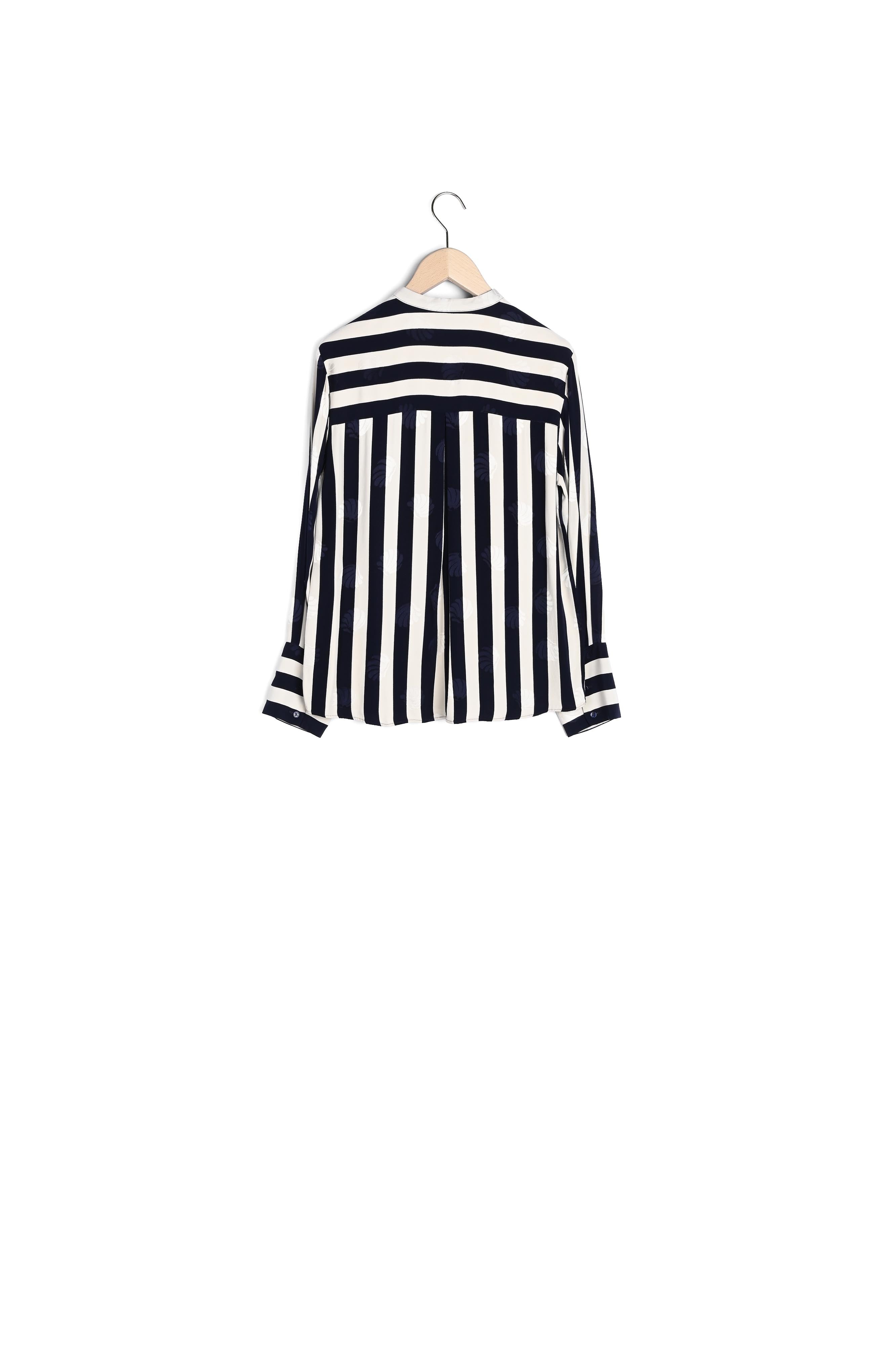 Chemise Teodora bleu marine et écrue en jacquard satiné Faume - seconde main