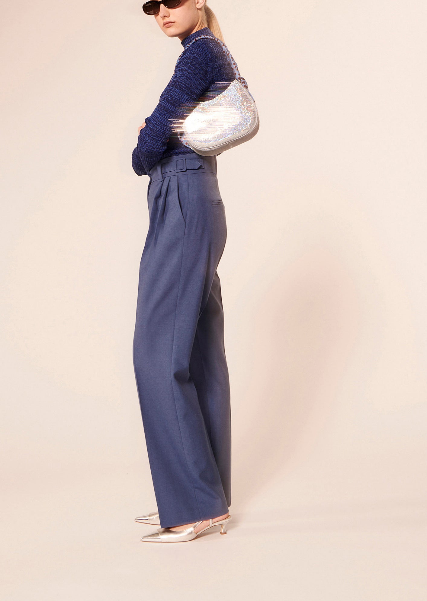 Pantalon Peace bleu en laine Faume - seconde main