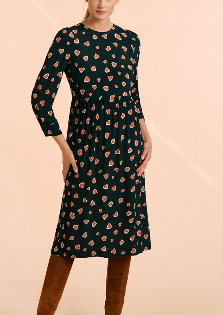 Robe Rubbia verte imprimé coeurs léopard Faume - seconde main