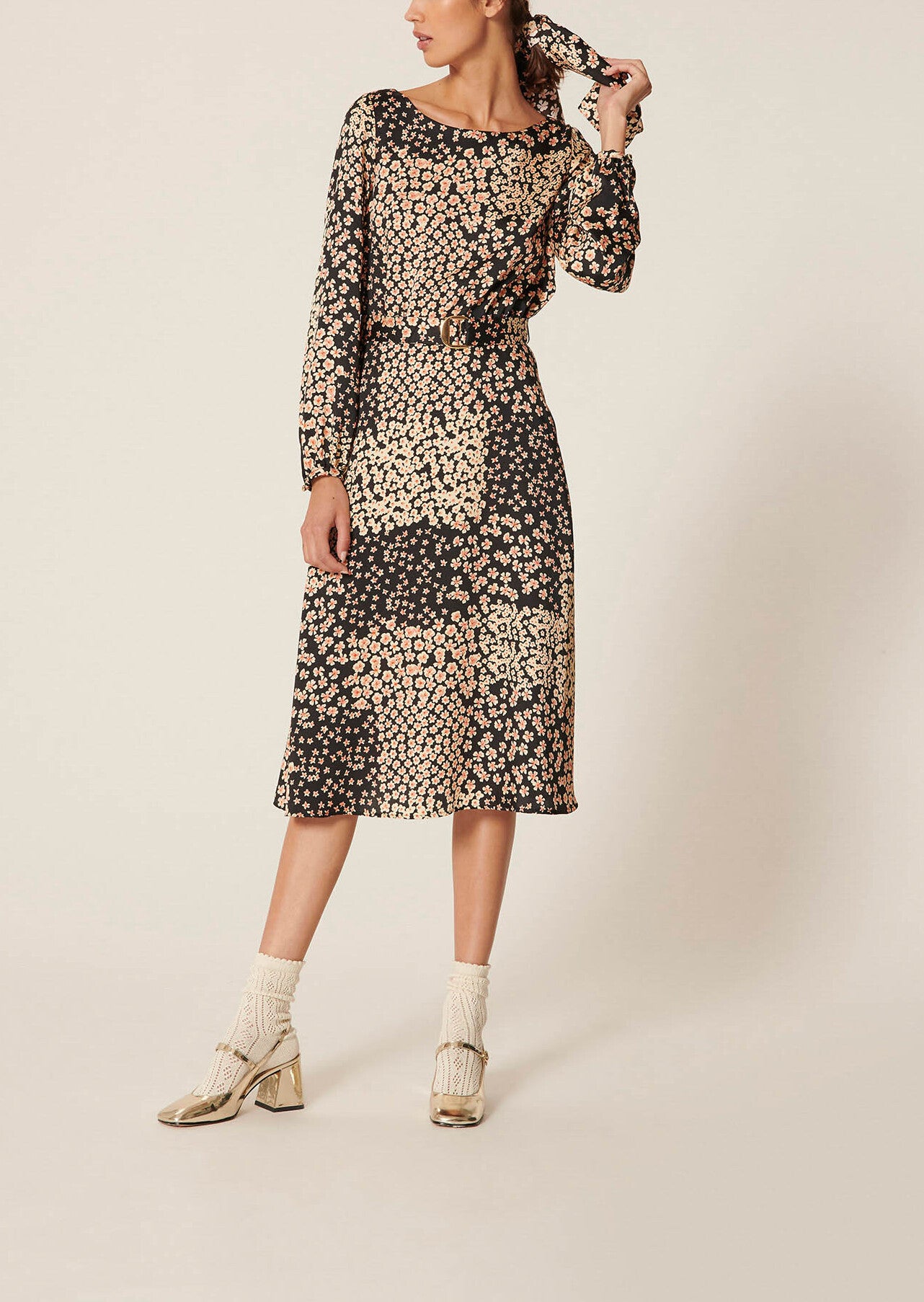 Robe Rillyta noire imprimé petites fleurs Faume - seconde main