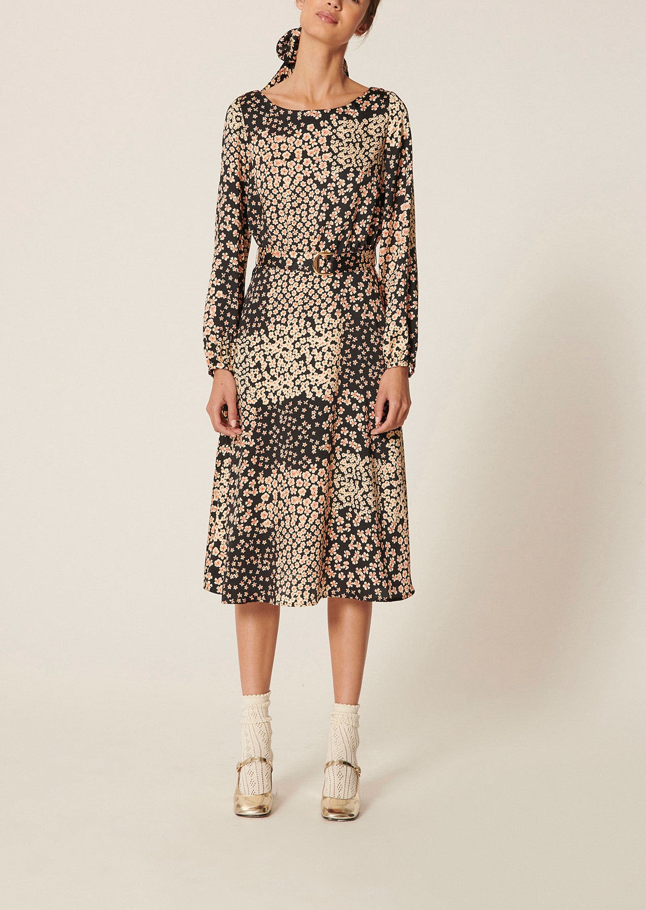 Robe Rillyta noire imprimé petites fleurs Faume - seconde main