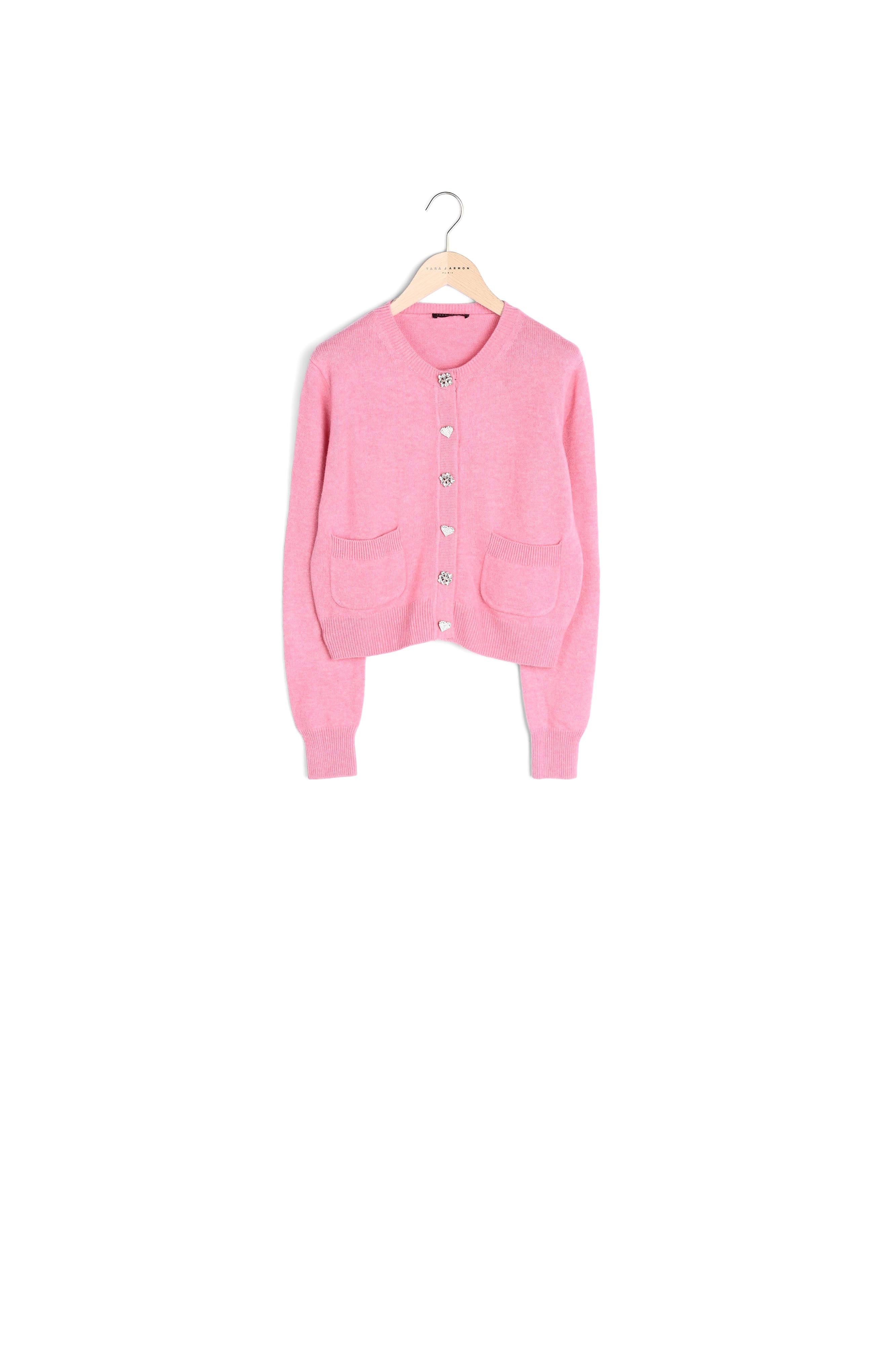 Gilet Gyslain rose en laine merinos Faume - seconde main