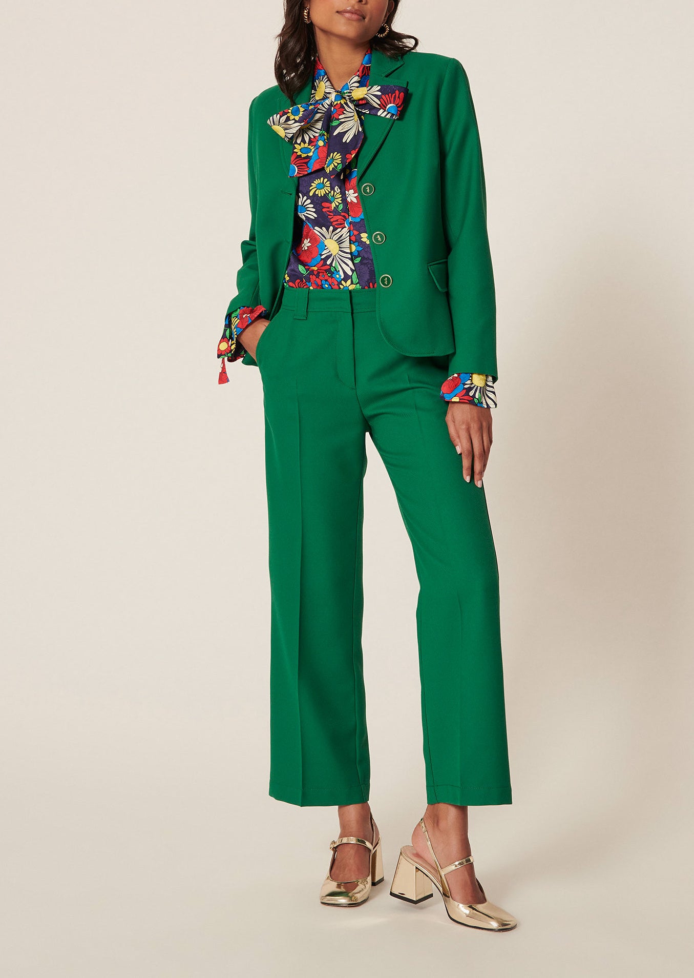 Veste Venitien verte en toile tailleur Faume - seconde main