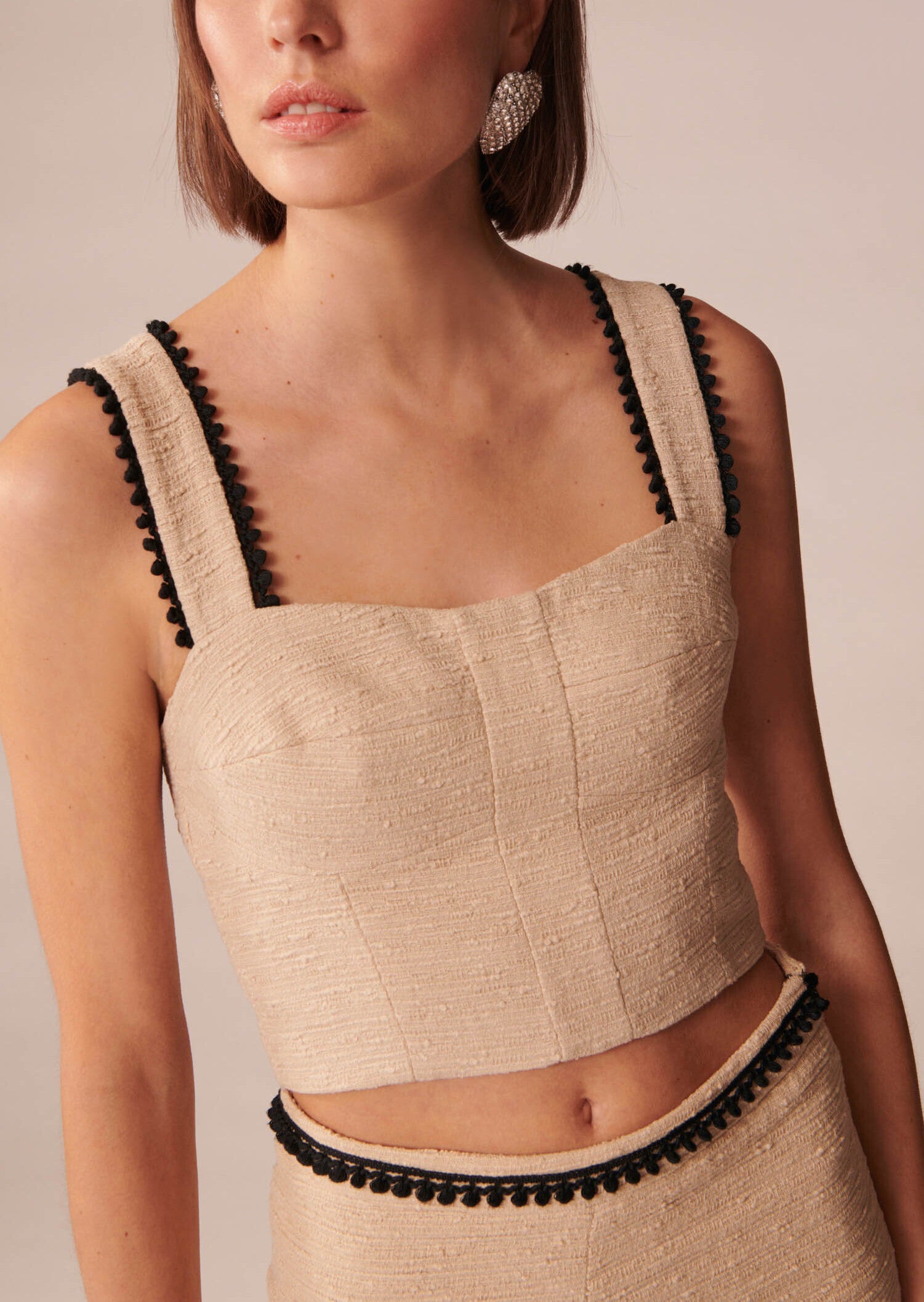 Top Tweed beige en tweed Faume - seconde main