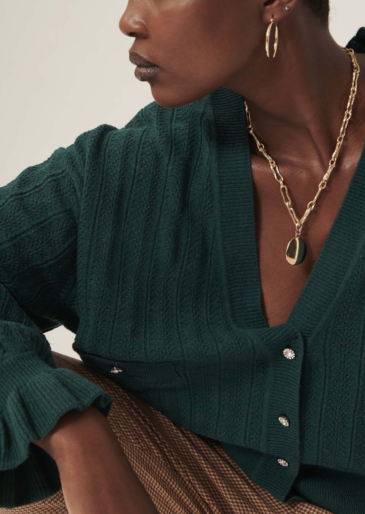 Gilet Giorgia vert en maille identitaire Faume - seconde main