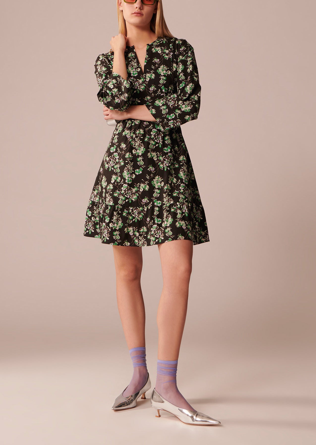 Robe Reba noire imprimé fleuri en coton Faume - seconde main