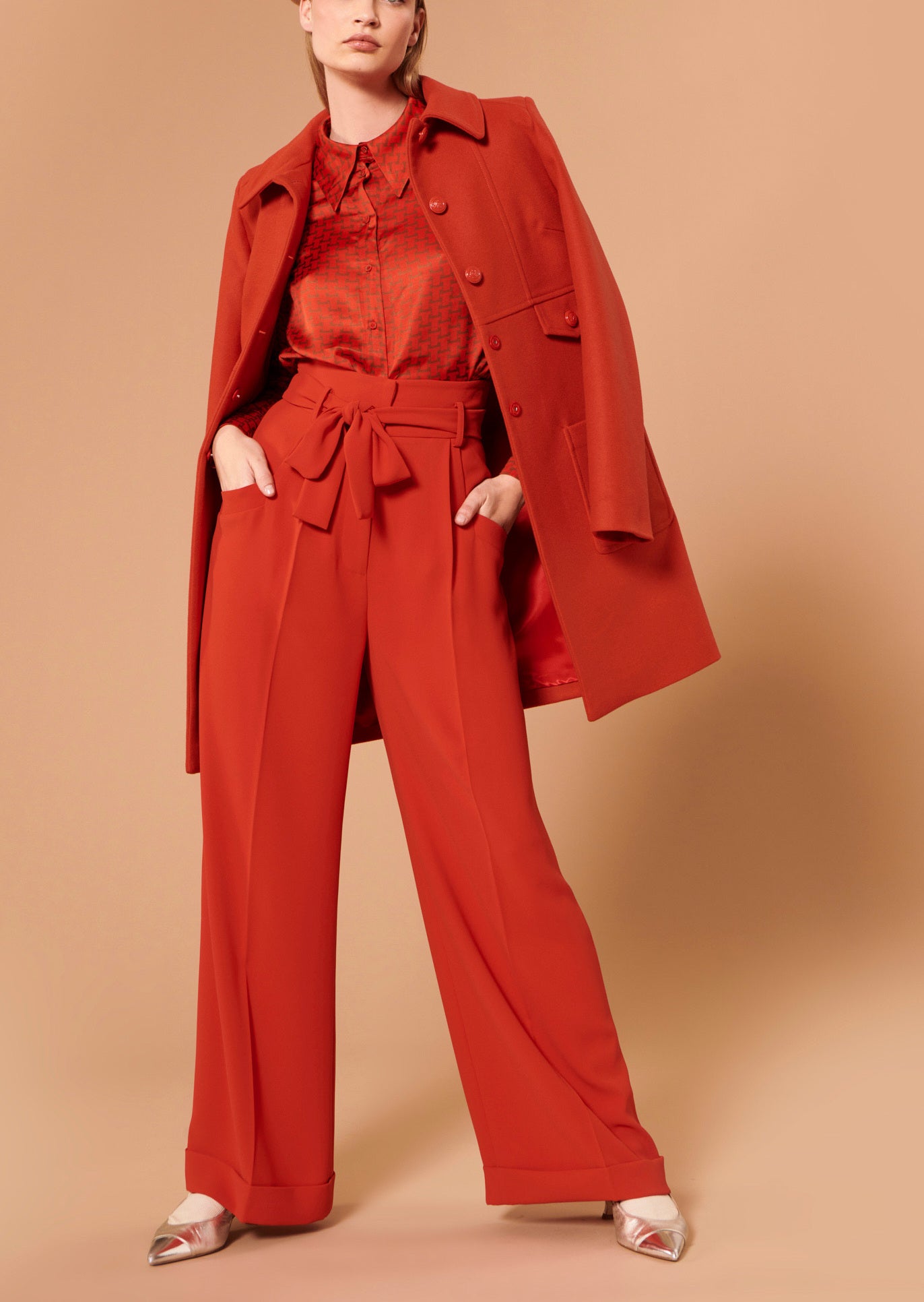 Pantalon Pyla rouge en crêpe Faume - seconde main