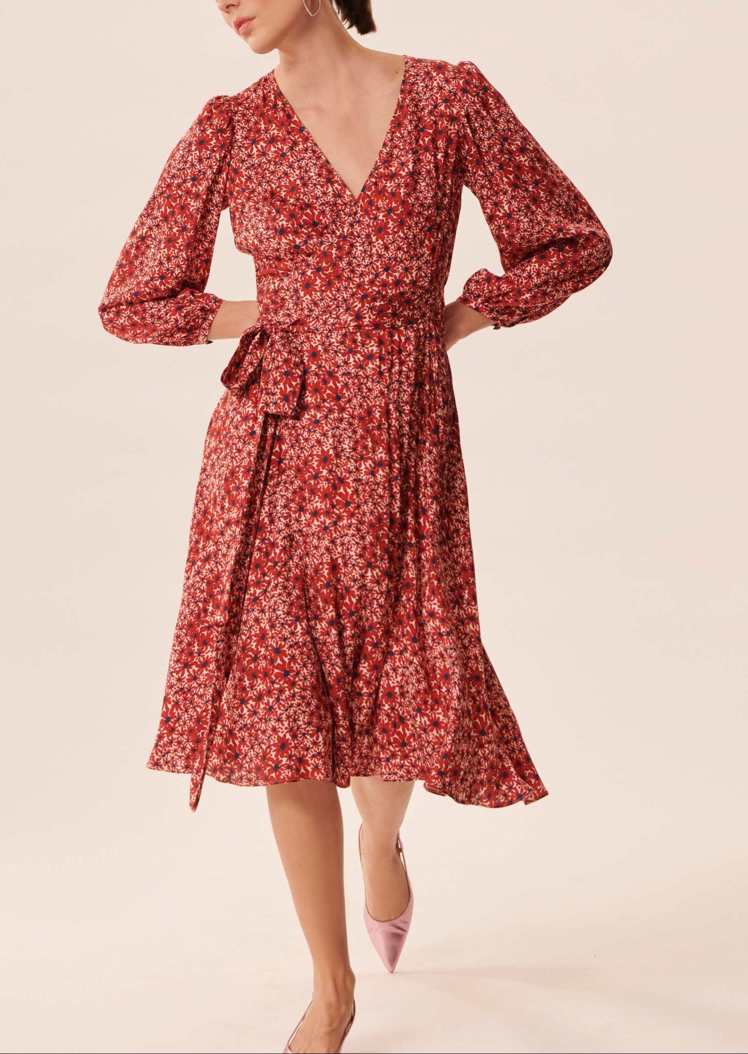 Robe Raphael rouge imprimé petites fleurs Faume - seconde main