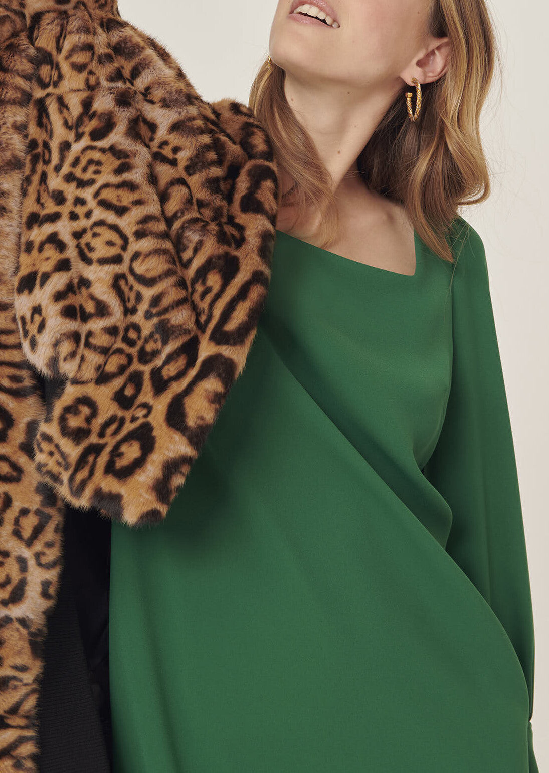 Robe Robina vert en crêpe Faume - seconde main