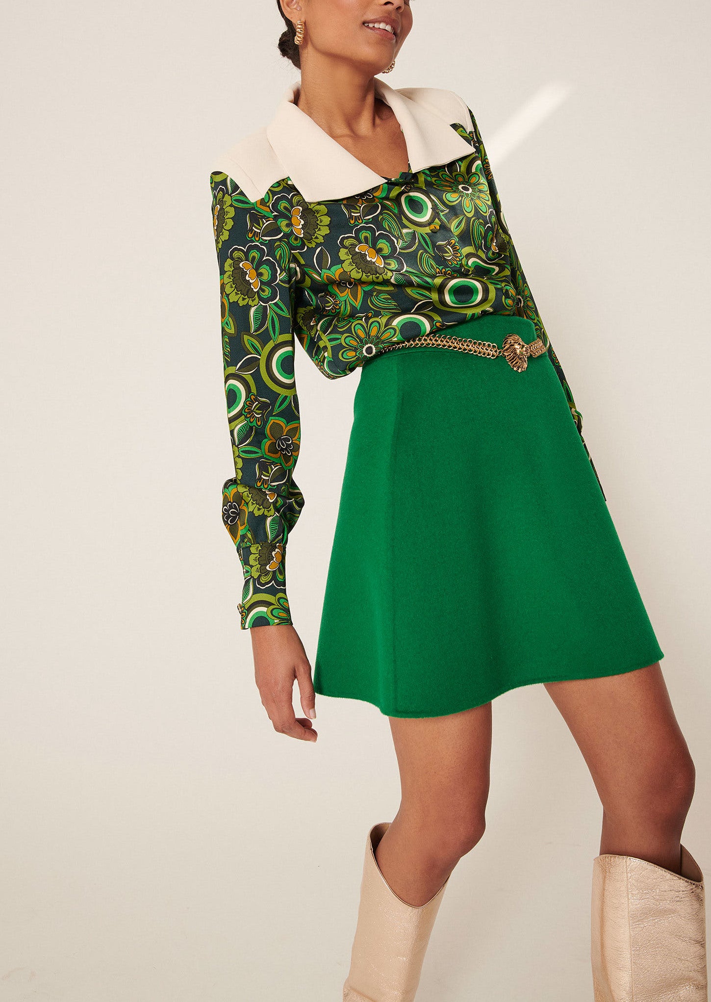 Chemise Cornella kaki imprimé fleurs Faume - seconde main