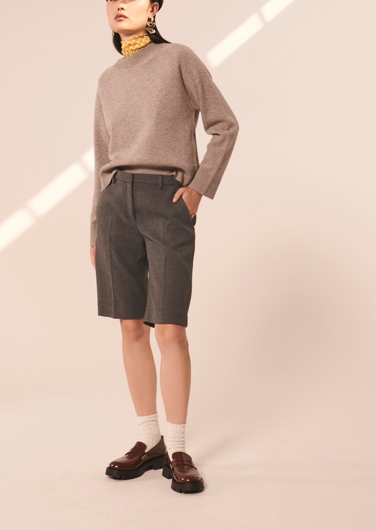 Pull Pema beige en laine merinos et alpaga Faume - seconde main